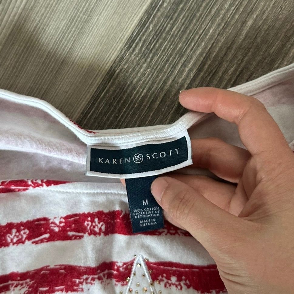 Other STAINED karen scott gold star red white striped shirt Size M / US 6-8 / IT 42-44 - 3 Thumbnail