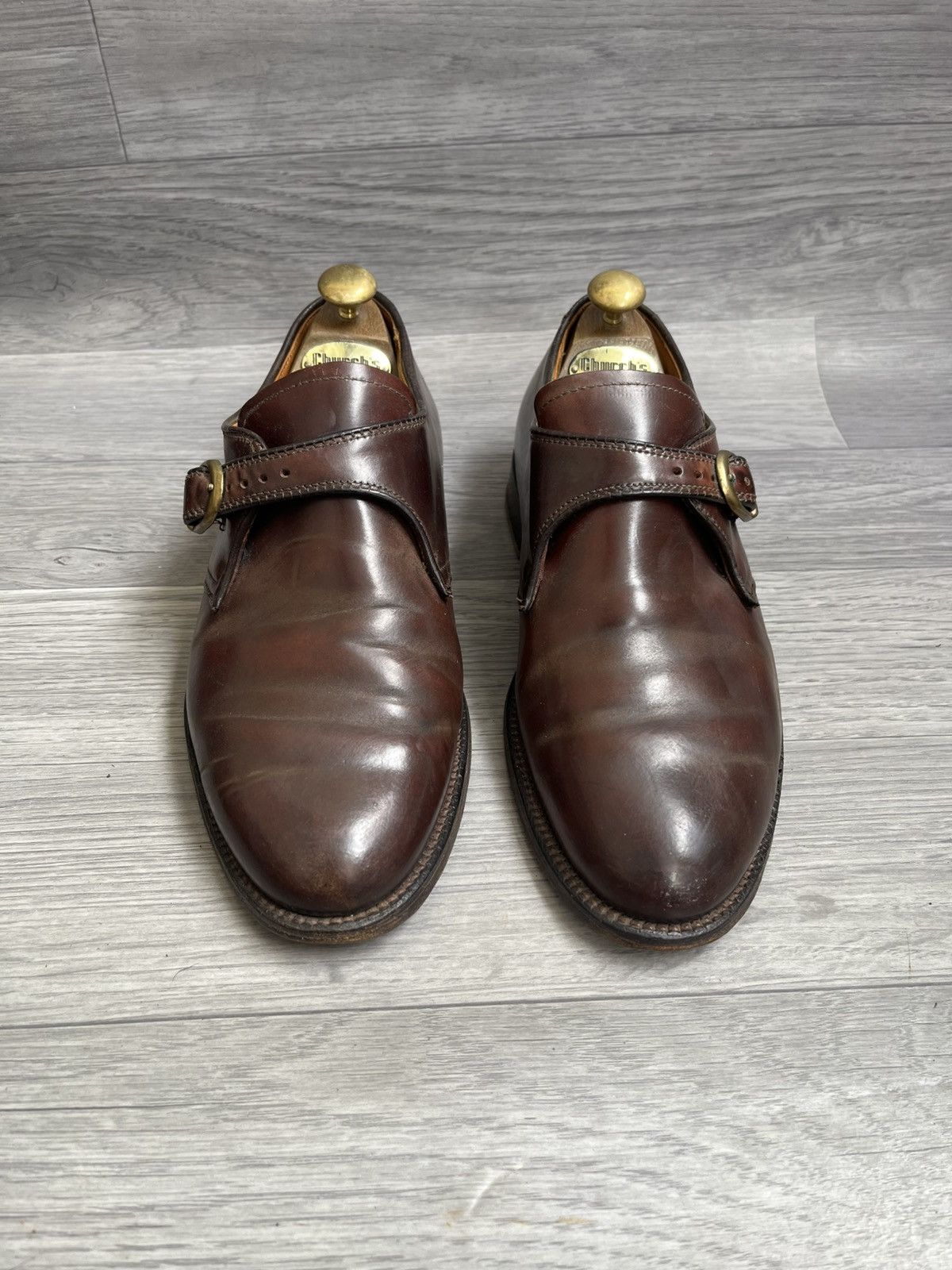 Alden Alden 975 plain toe single monk strap shell cordovan US7EE. Size US 7 / EU 40 - 3 Thumbnail