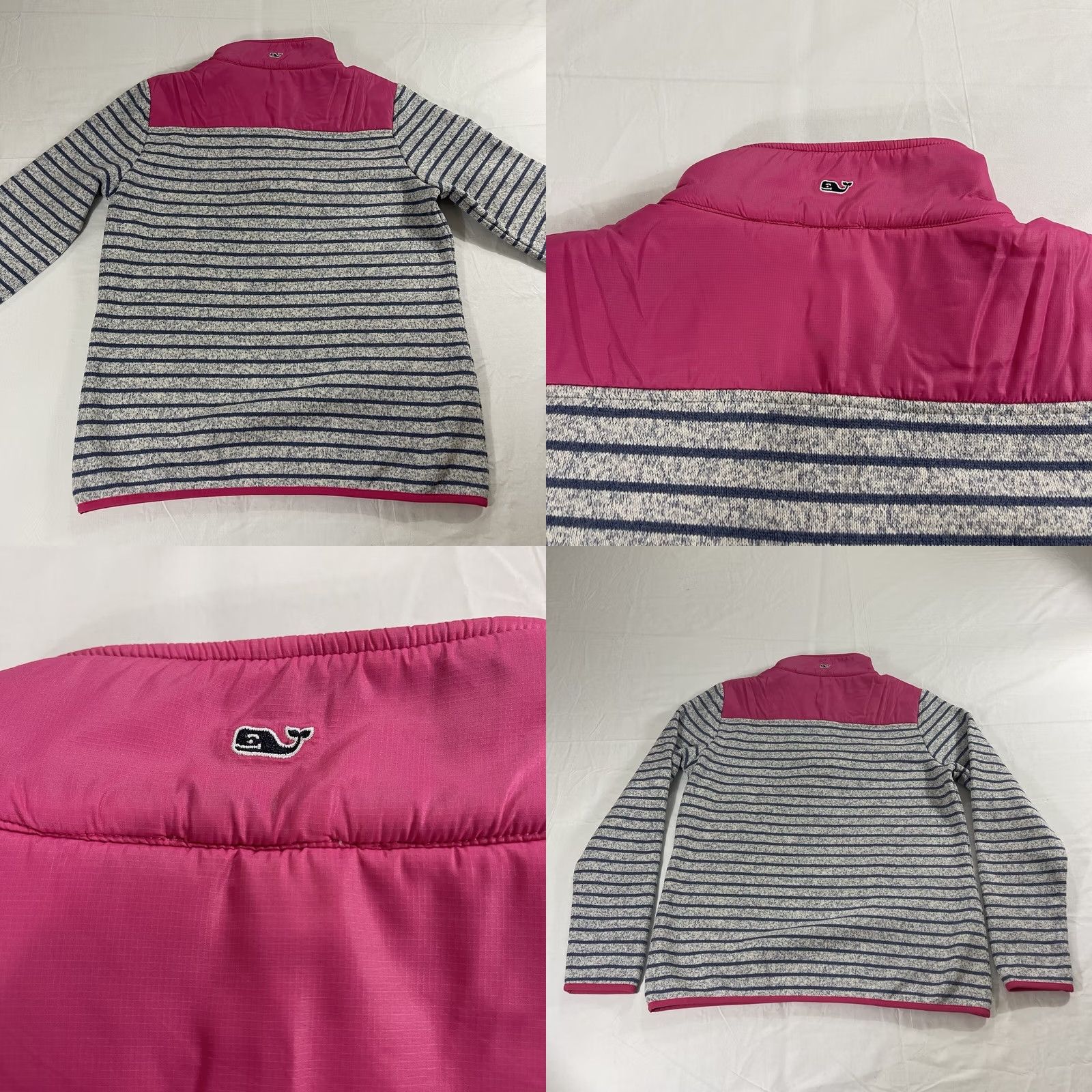 Vineyard Vines Vineyard Vines Women's M 1/4 Zip Sweater Logo Gray Stripes Mock Neck Pullover NY? Actually. Size M / US 6-8 / IT 42-44 - 10 Thumbnail