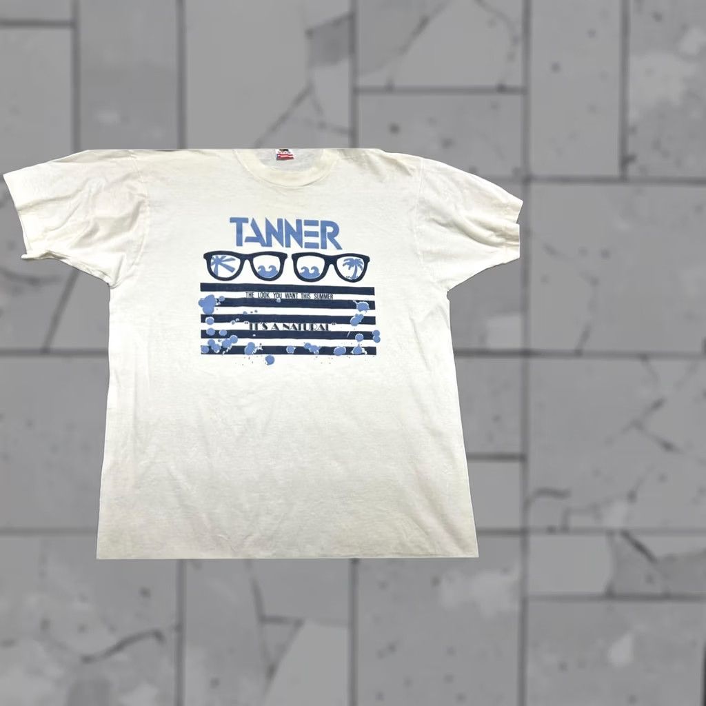 Fruit Of The Loom VINTAGE Fruit Of The Loom T-Shirt XL White Cotton Summer Beach Design Men 100% Cotton Size US XL / EU 56 / 4 - 1 Thumbnail