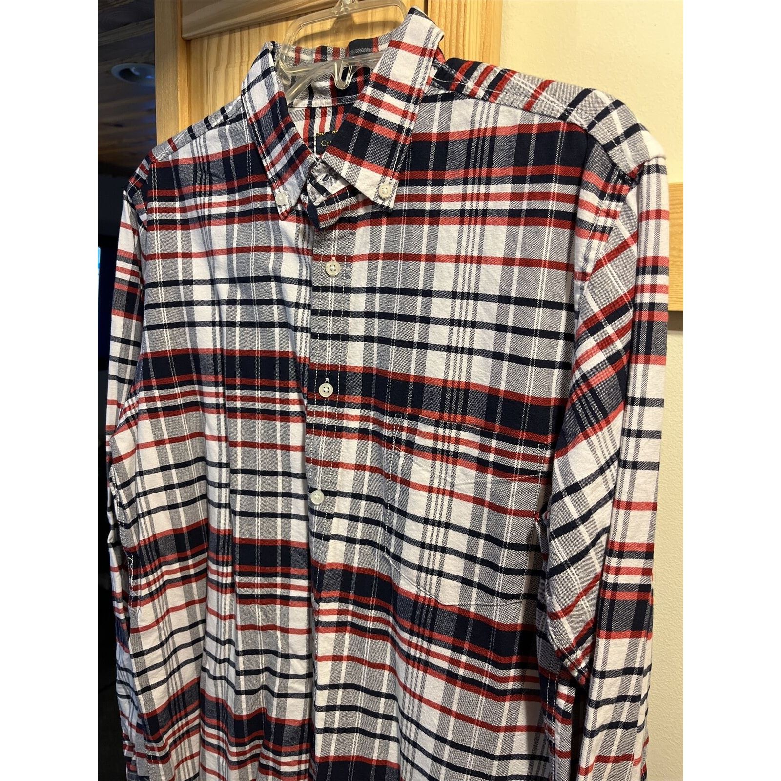 Club Room Club Room Mens M White Red Check LS Button Down Cotton Shirt Size US M / EU 48-50 / 2 - 5 Thumbnail