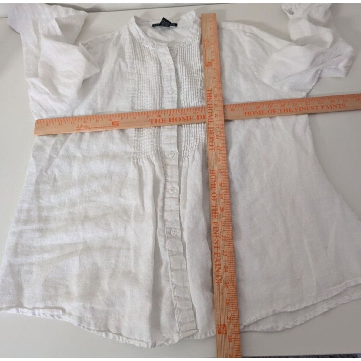 Designer Grace Elements 100% Linen Smocked Shirt Womens Size XL White Size XL / US 12-14 / IT 48-50 - 10 Thumbnail