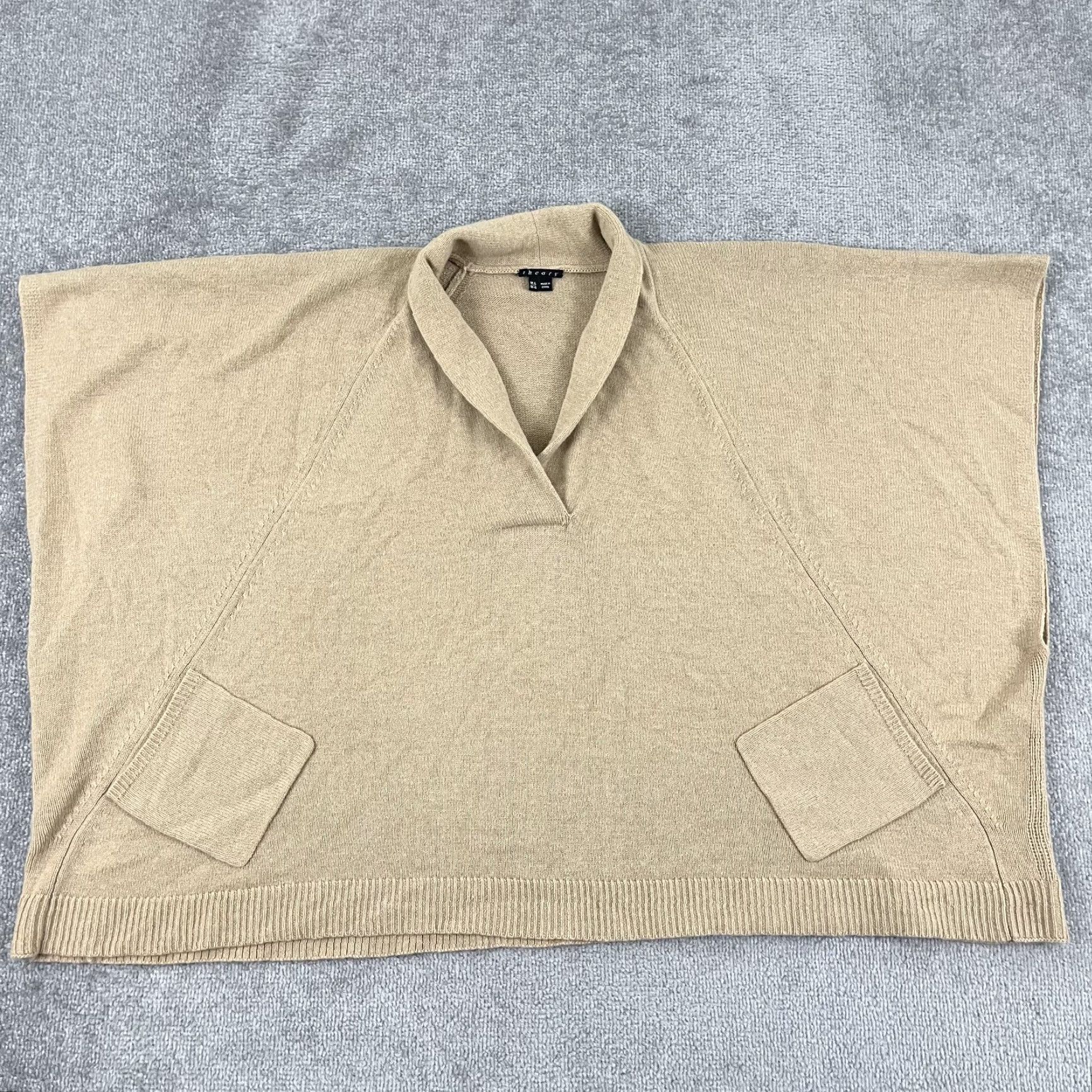 Theory Theory Sweater Womens L Oversized Cashmere Pullover Brown Tan Pockets Preppy Vintage No Size L / US 10 / IT 46 - 2 Thumbnail