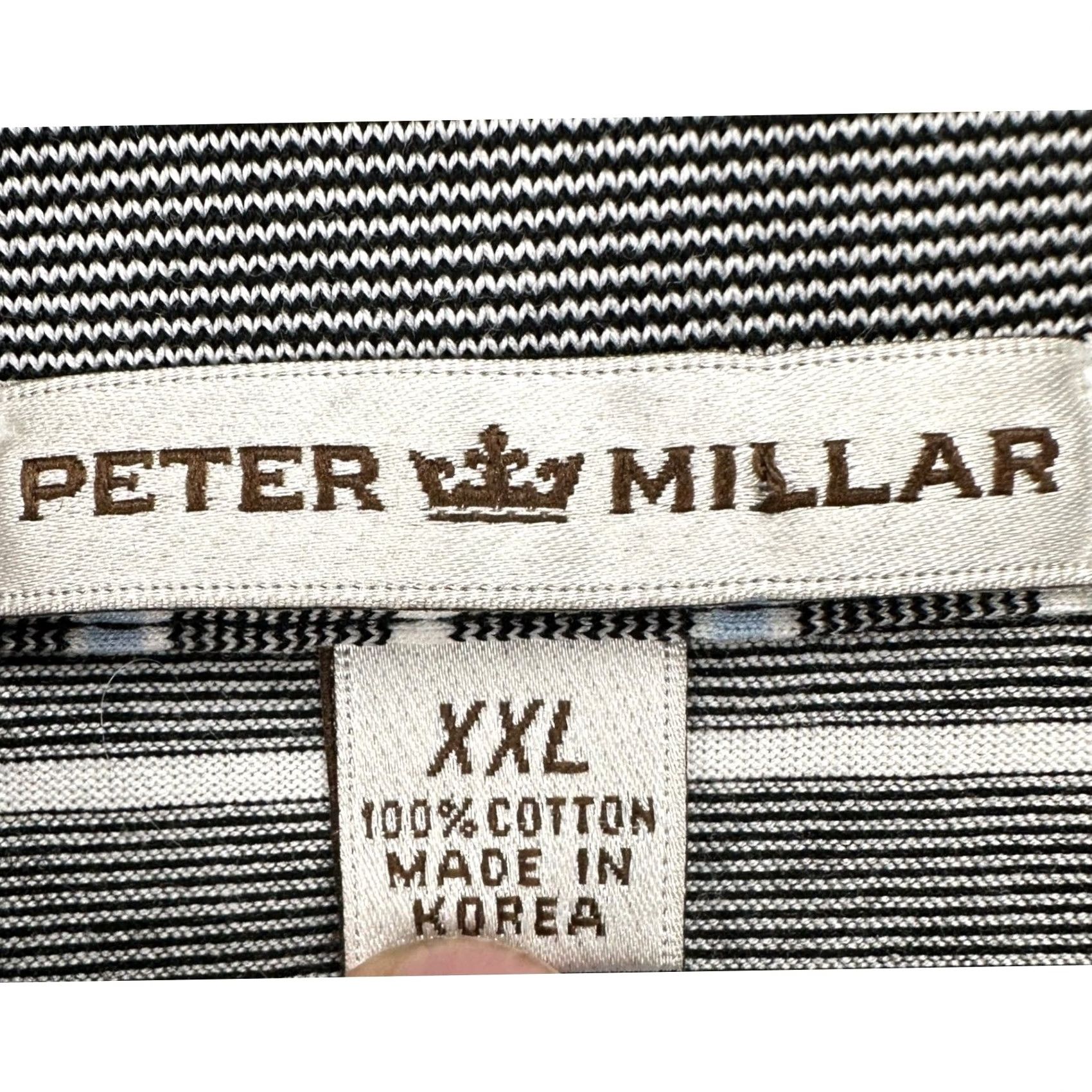 Peter Millar Peter Millar Polo Shirt 2XL Black Striped Short Sleeve Mens Rugby Casual Breathable 100% Cotton Hairlines Stripes Size US XXL / EU 58 / 5 - 4 Thumbnail