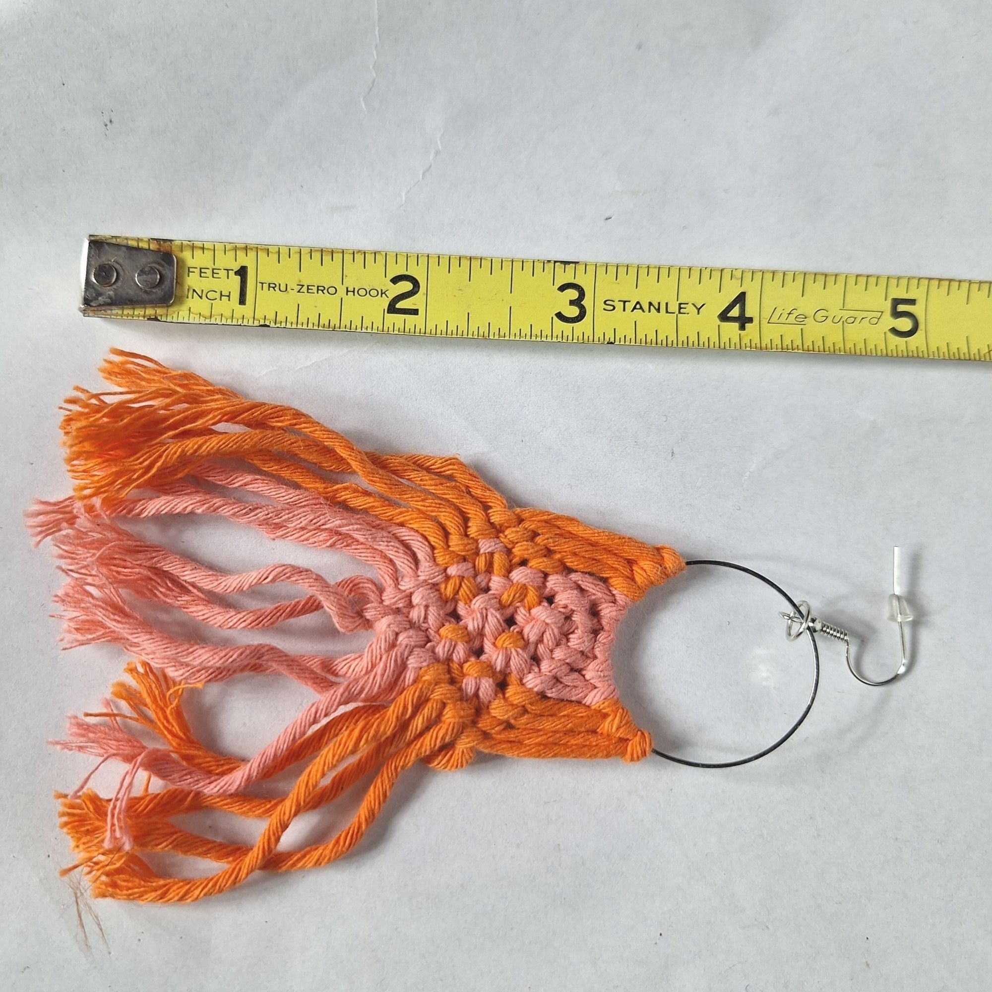Other Handmade Macrame Hoop Earrings Boho Orange Pink Fringe Boho Size ONE SIZE - 3 Thumbnail