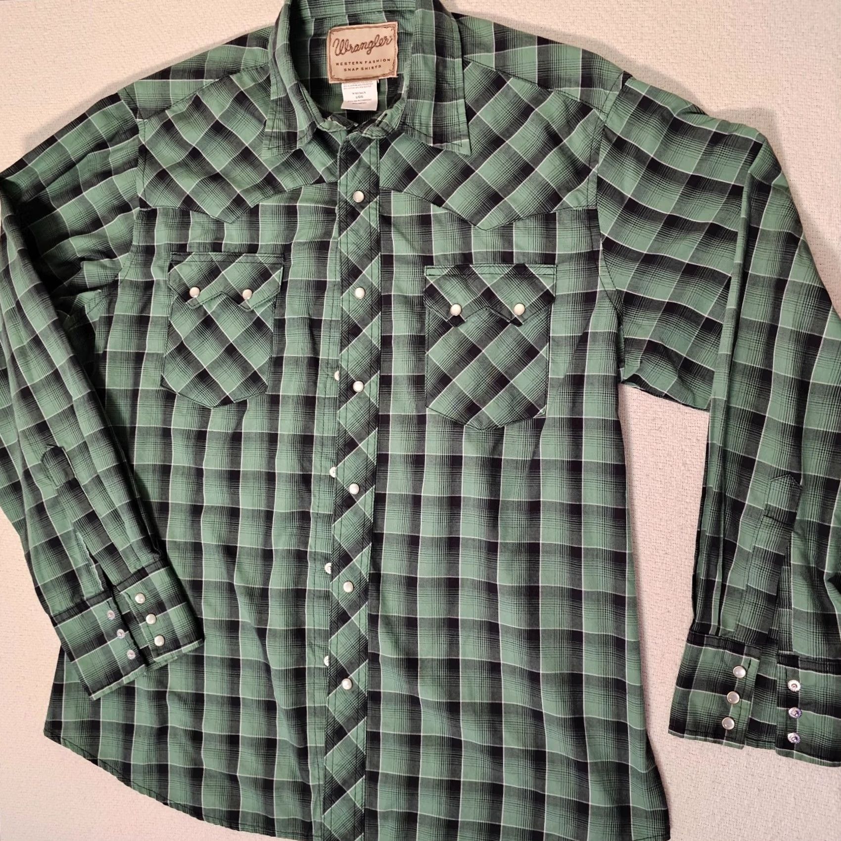 Wrangler VINTAGE Wrangler Western Shirt Mens L Green Plaid Snap Size US L / EU 52-54 / 3 - 2 Thumbnail