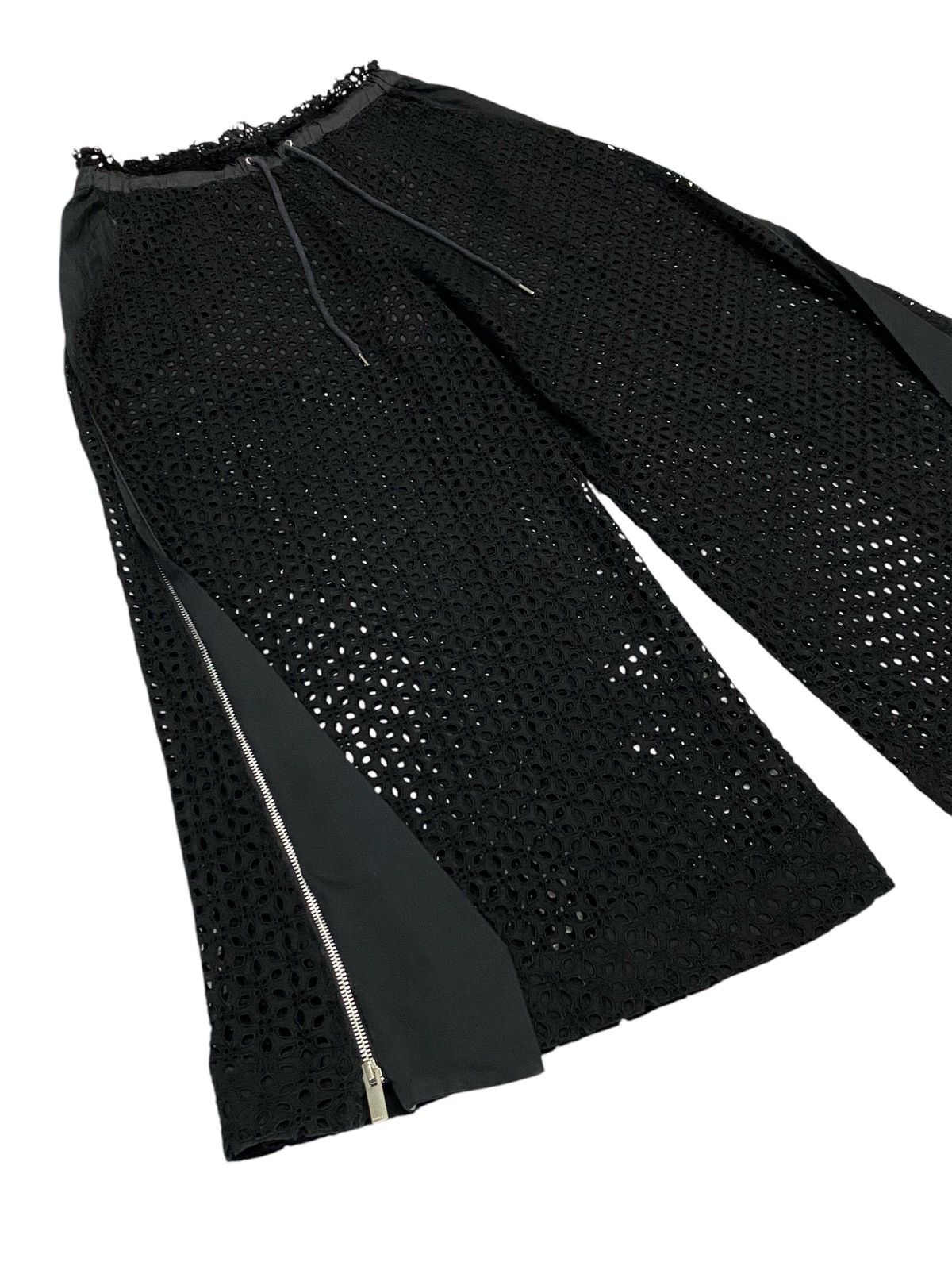 Sacai Sacai Mesh Black Wide-Leg Pants Size 30" / US 8 / IT 44 - 25 Thumbnail