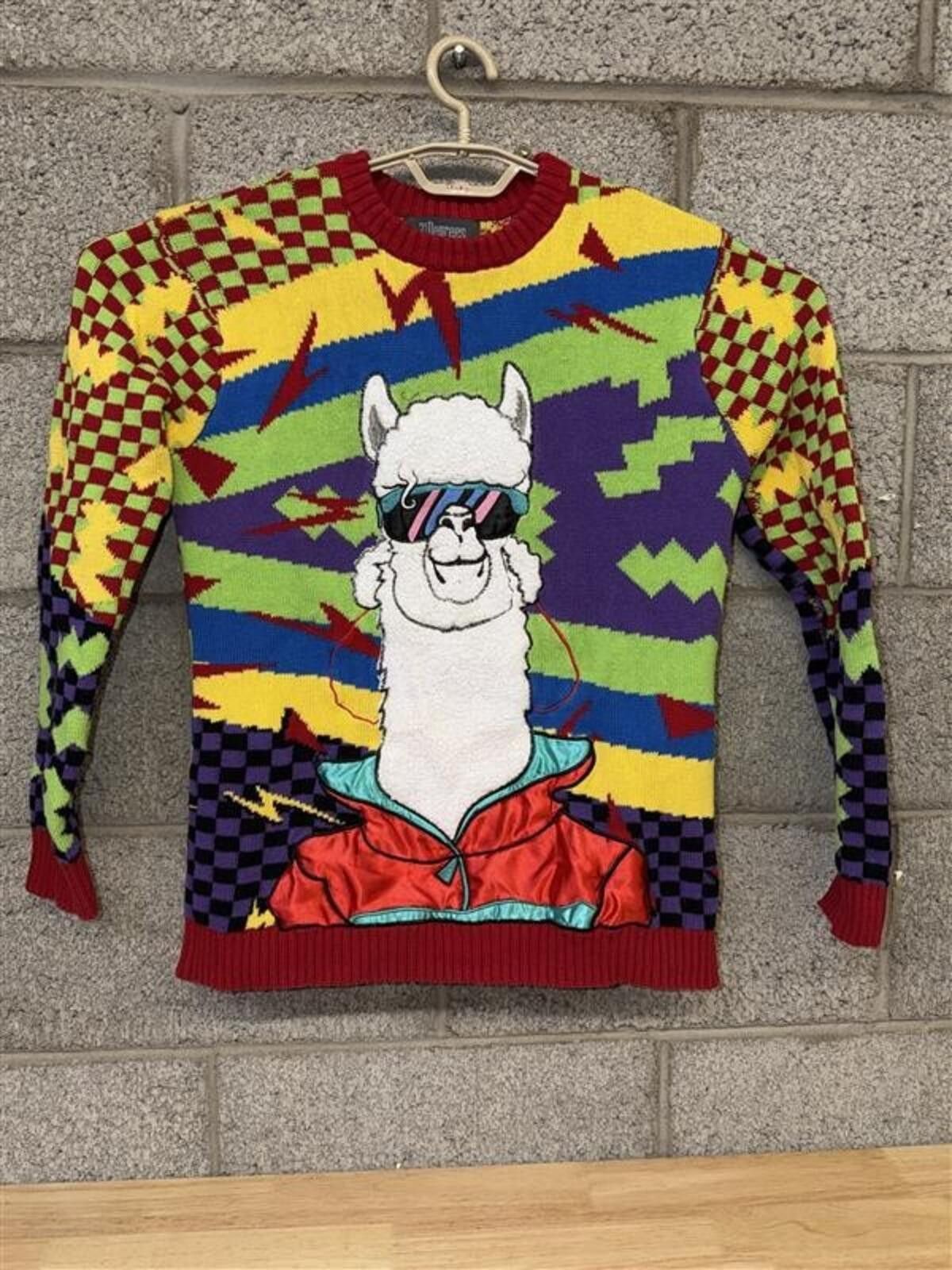 Other Retro Neon Alpaca Llama Knit Sweater Small 3 Degrees 80s 90s Size US S / EU 44-46 / 1 - 2 Thumbnail