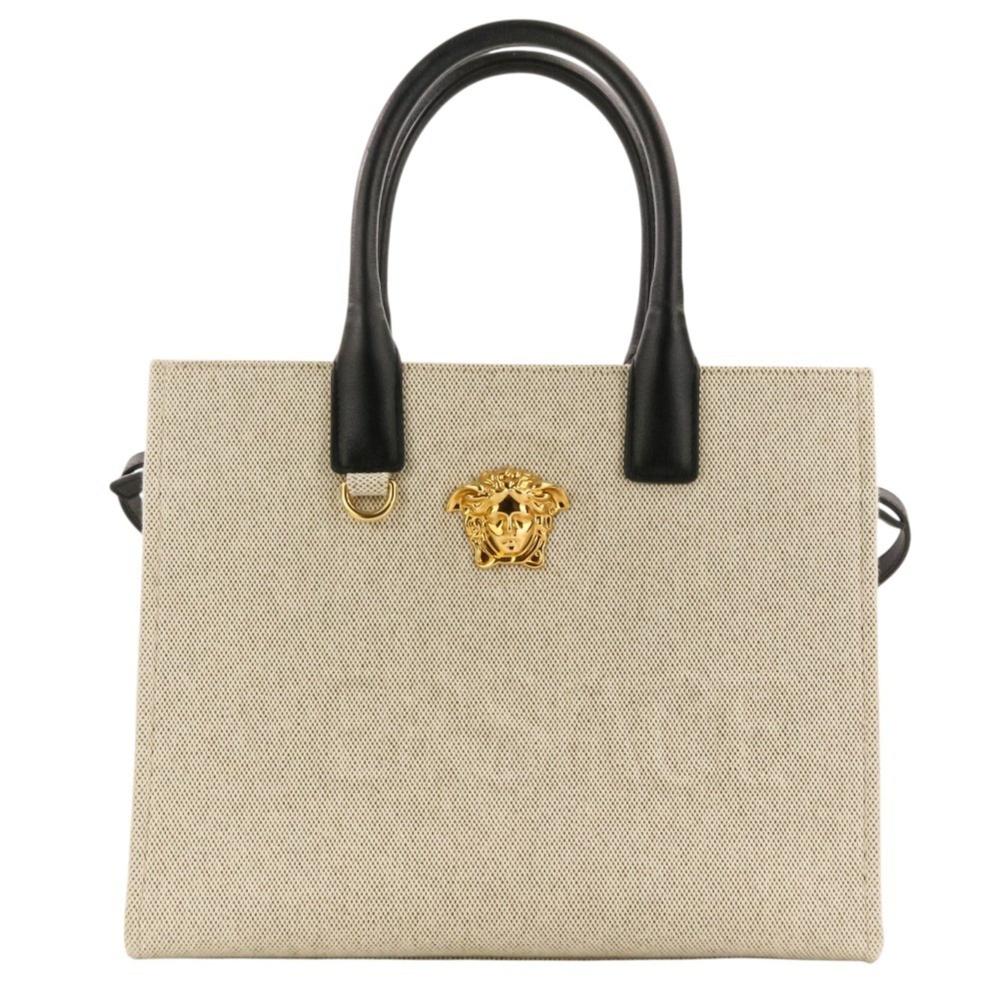 Versace VERSACE La Medusa Canvas 2-Way Handbag/Tote Bag 1005861 (Natural/Black) - Men's & Women's Size ONE SIZE - 1 Thumbnail