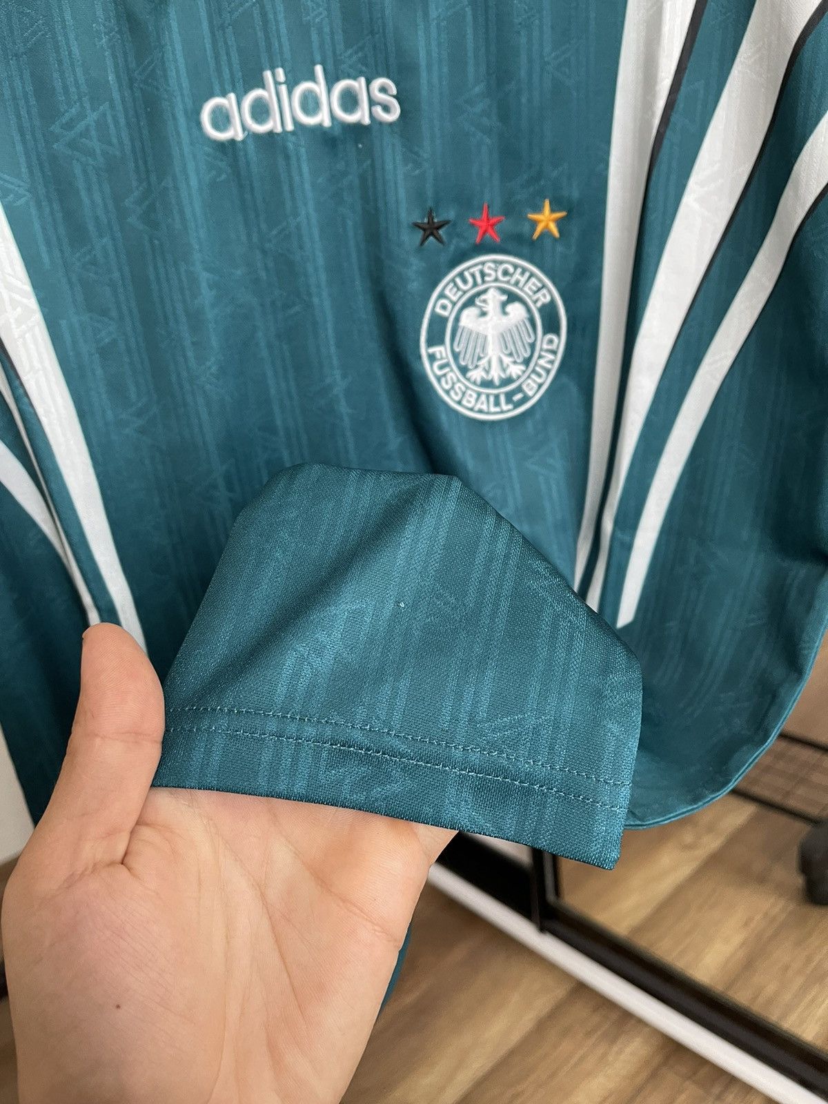 Adidas 1996/1997 Adidas Germany Deutschland Vintage Soccer Jersey Size US L / EU 52-54 / 3 - 16 Thumbnail