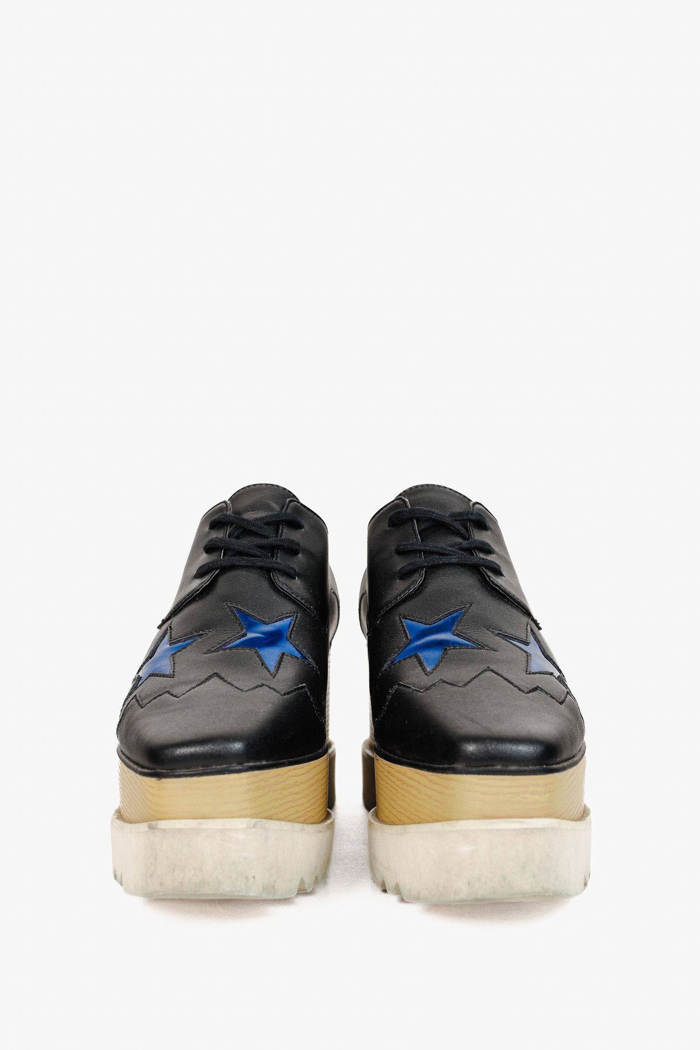 Stella McCartney Elyse Star Vegan-Leather Lace-Up Platforms