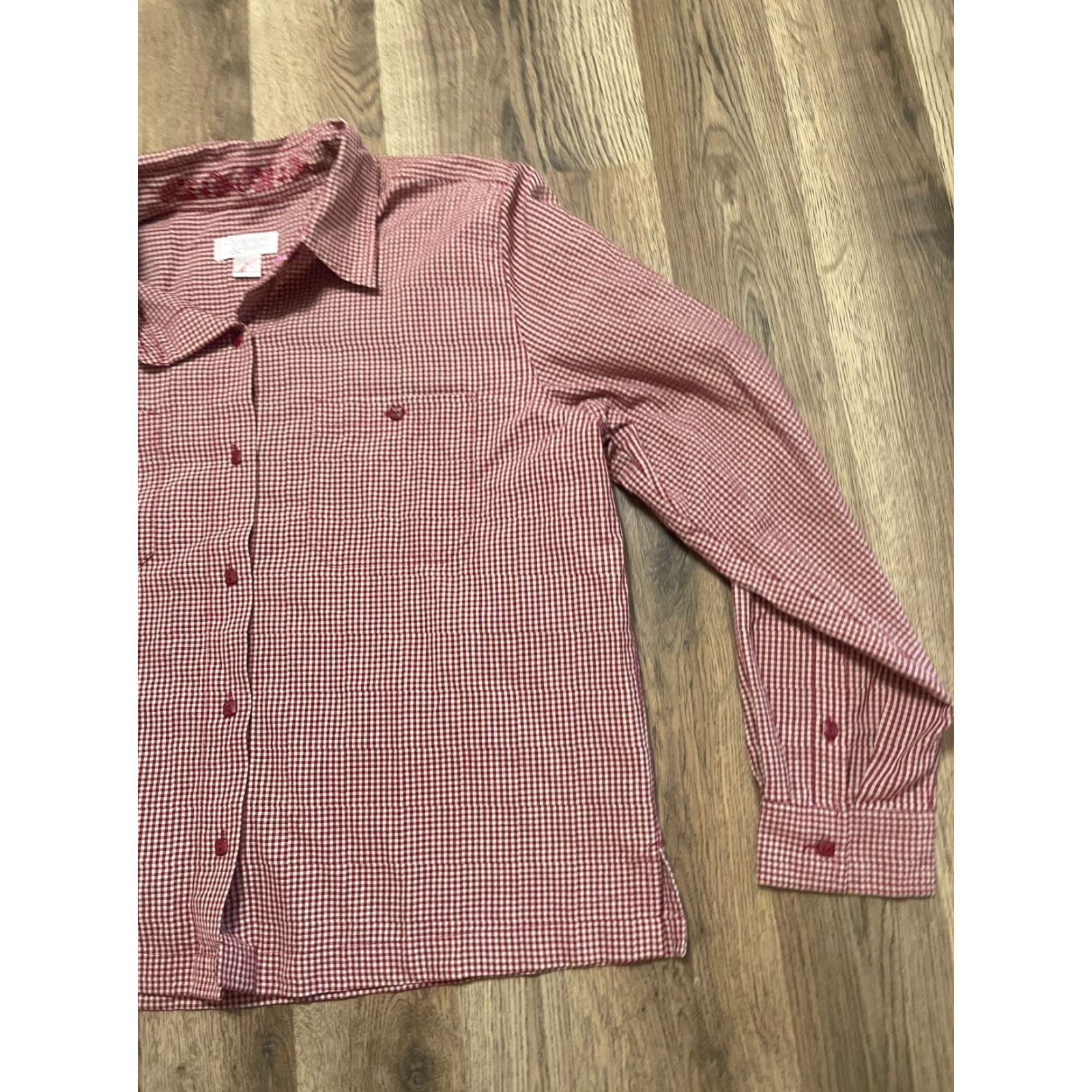 Vintage Christopher & Banks Shirt Women’s L Red White Long Sleeve Button Up Size L / US 10 / IT 46 - 4 Thumbnail