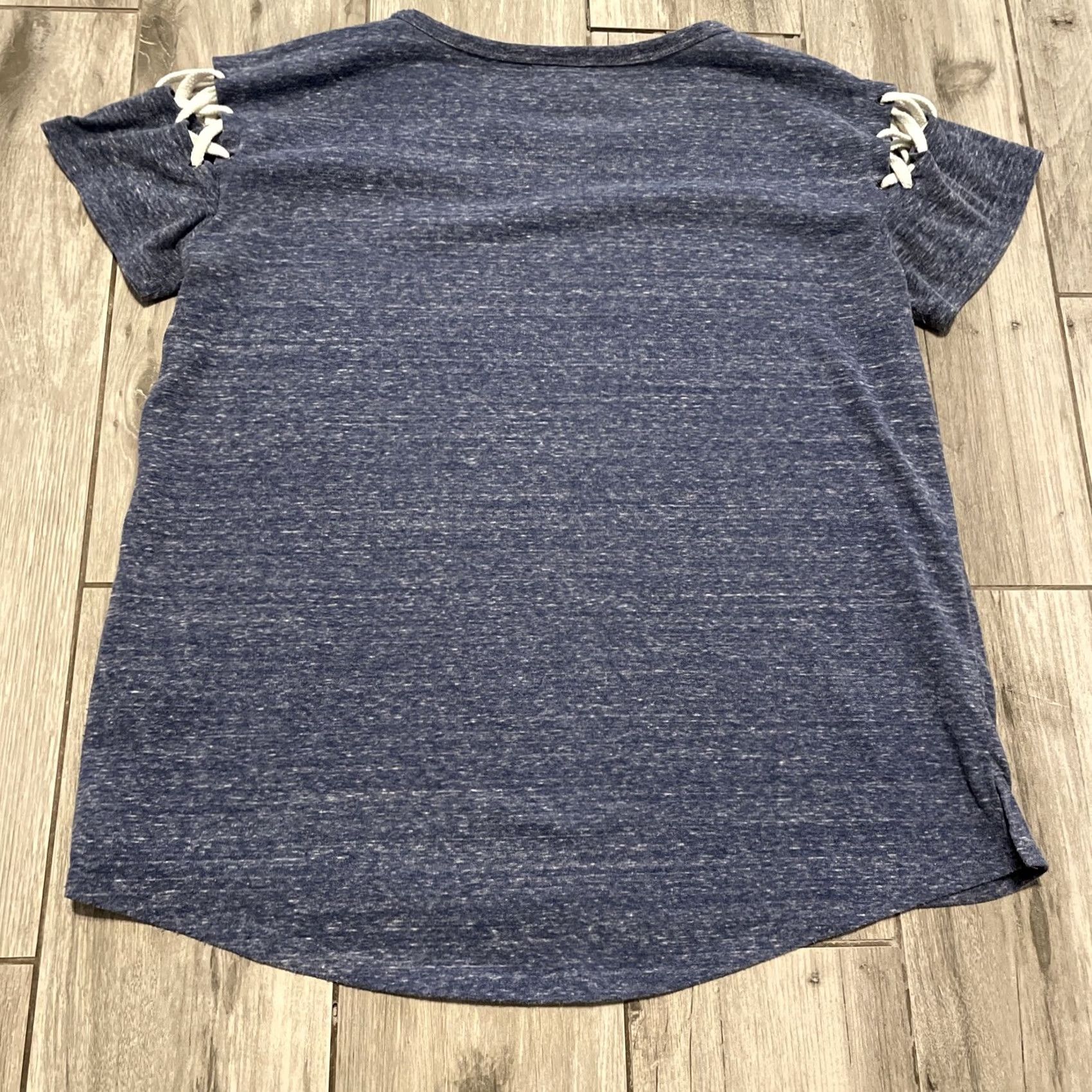 Vintage Poof NY Lace Up Short Sleeve Shirt M Baseball Cold Shoulder Casual Blue White Ladies Baseball Shirt LG Short Sleeve Shirt Casual Sporty 90s Size M / US 6-8 / IT 42-44 - 7 Thumbnail