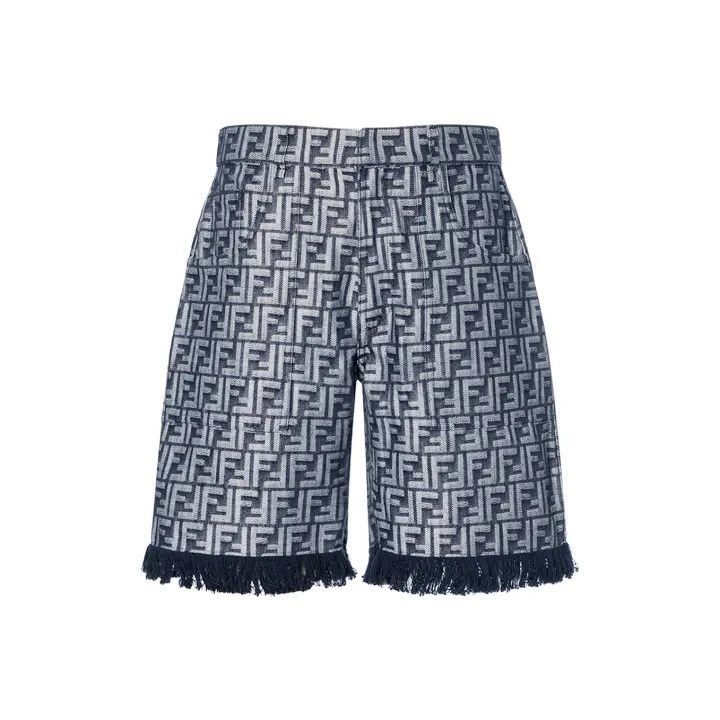 Fendi Fendi Blue FF Print Denim Shorts for Men 0079 Size US 34 / EU 50 - 1 Thumbnail