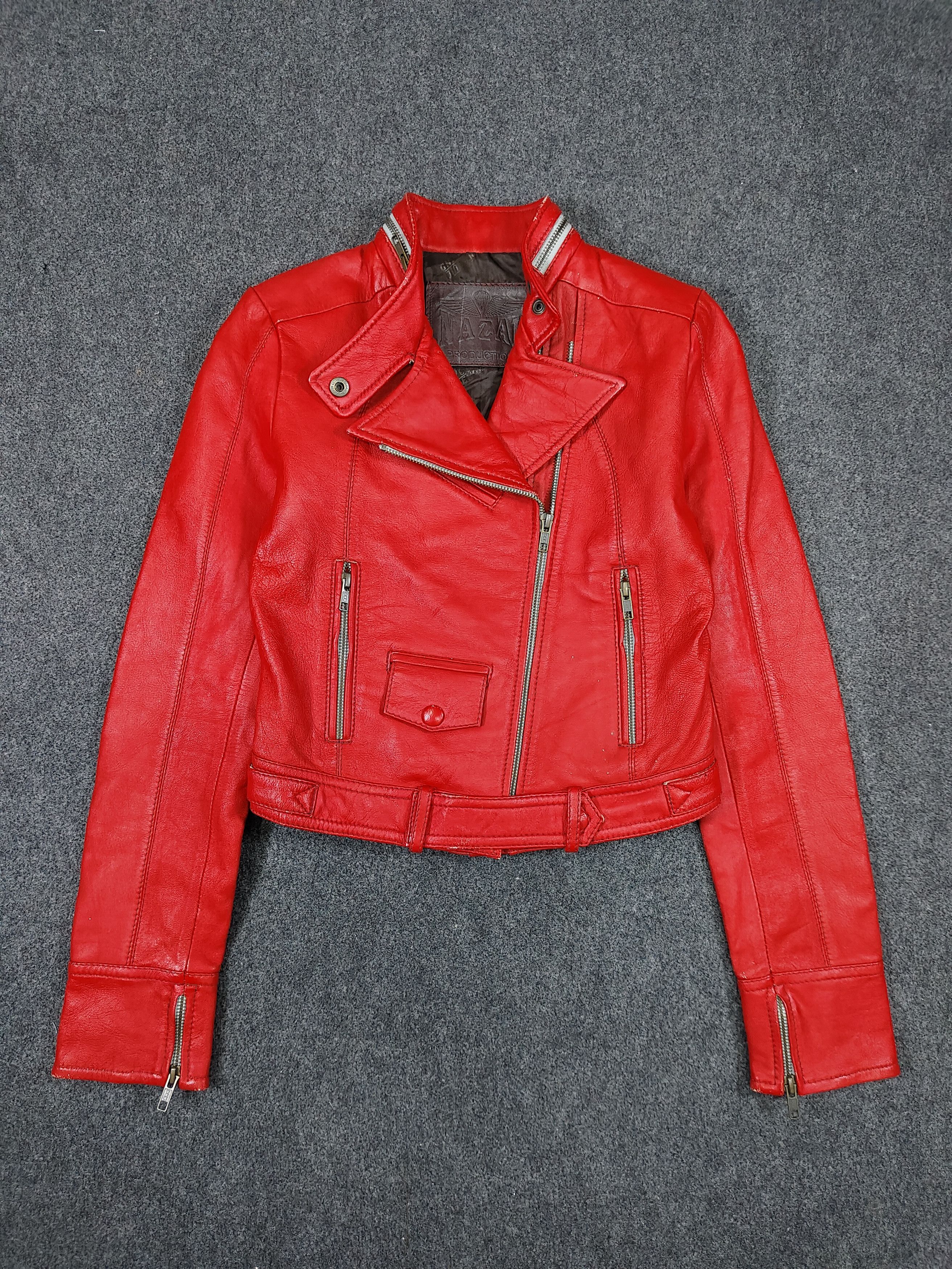 Vintage 90s Nazah London England- Cropped Moto Biker Leather Jacket Size S / US 4 / IT 40 - 6 Thumbnail