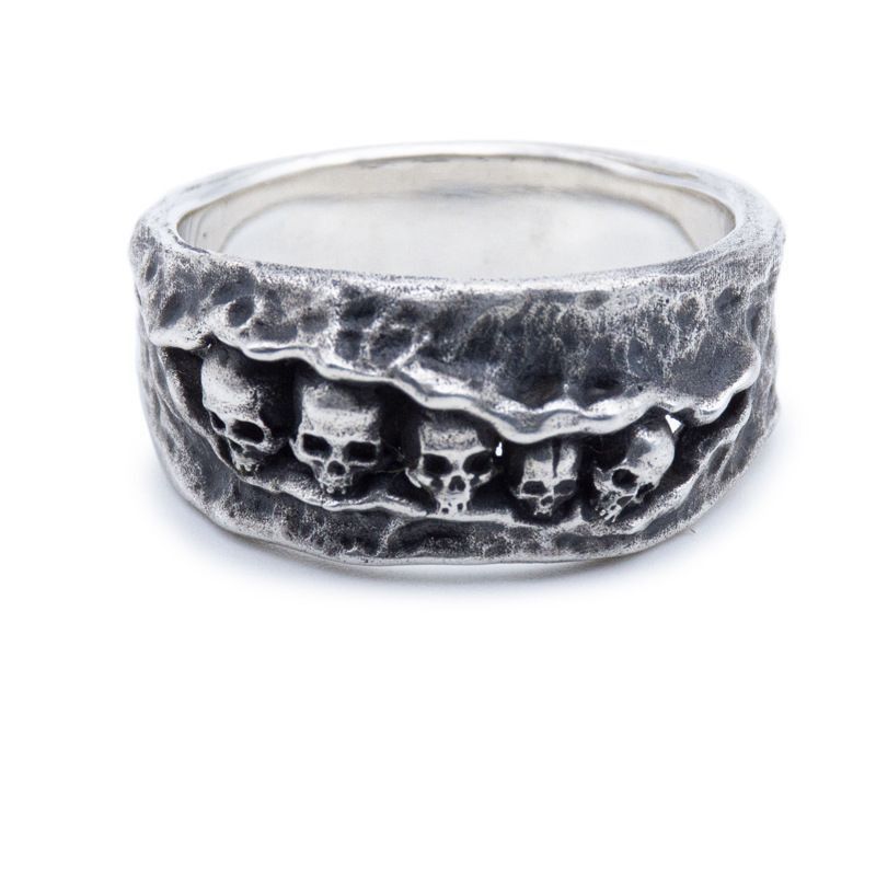 Jewelry Skull Punk Jewelry Rings Open Size Chrome Ring (Size 7-13) Size ONE SIZE - 5 Thumbnail