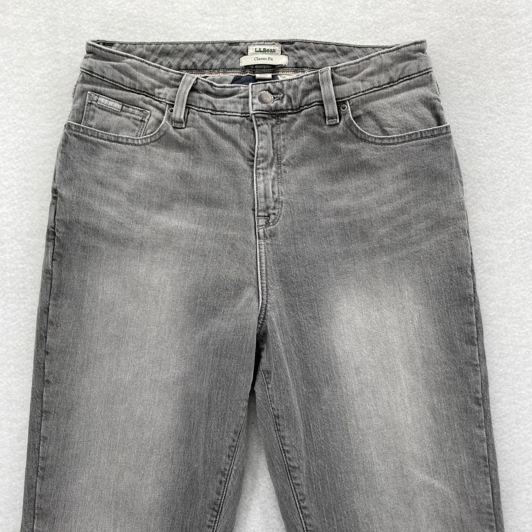 Vintage L.L.Bean Jeans Womens 8 Gray Classic Fit Flannel Lined Straight Stretch Chore Size 30" / US 8 / IT 44 - 2 Thumbnail