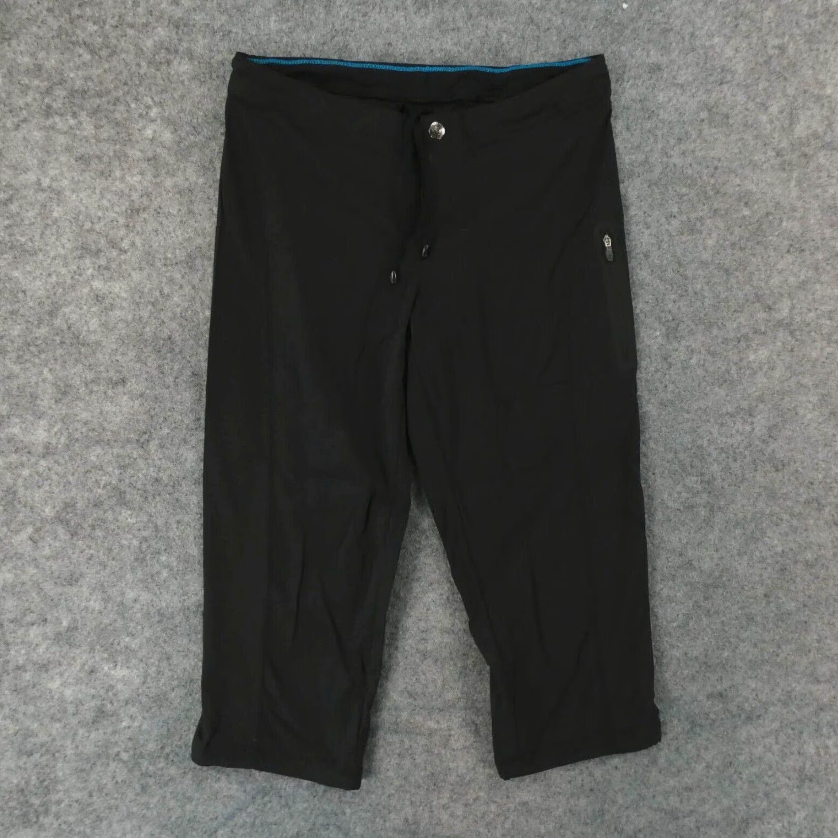 Vintage Columbia Pants Womens 4 Stretch Capri Flat Front Black Low Rise Drawstring Size 27" / US 4 / IT 40 - 2 Thumbnail