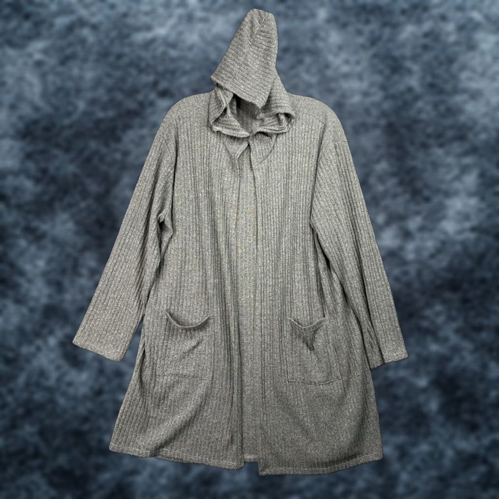 Doublet Double Zero Cardigan Womens 2X Hooded Beige Lightweight Pockets Ribbed Open V-Neck Knit Regular Long Sleeve Marled Vintage No Size XXL / US 16-18 / IT 52-54 - 1 Thumbnail