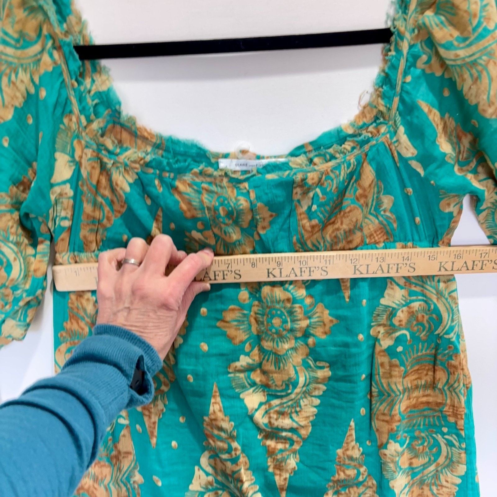 Diane von Furstenberg Diane von Furstenberg Green Gold Print Dress Womens 4 Boho Size S / US 4 / IT 40 - 10 Thumbnail