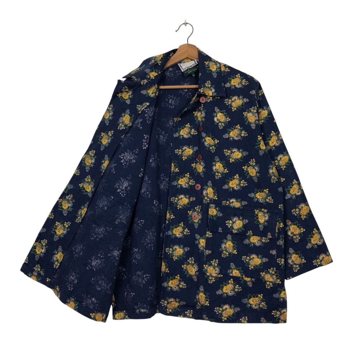 45rpm 📌Vintage Chore Jacket Button Floral Design Barakura English Size M / US 6-8 / IT 42-44 - 13 Thumbnail