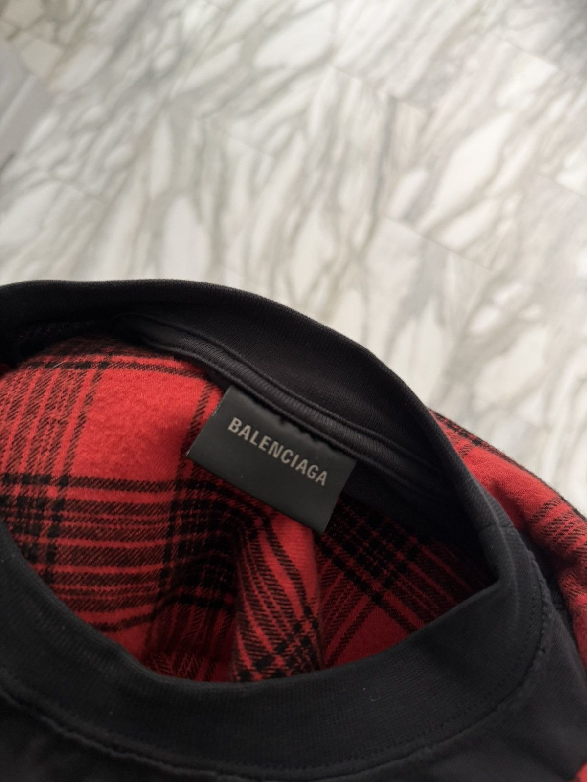 Balenciaga Balenciaga trompe plaid button up (stitched black shirt) Size US XL / EU 56 / 4 - 3 Thumbnail