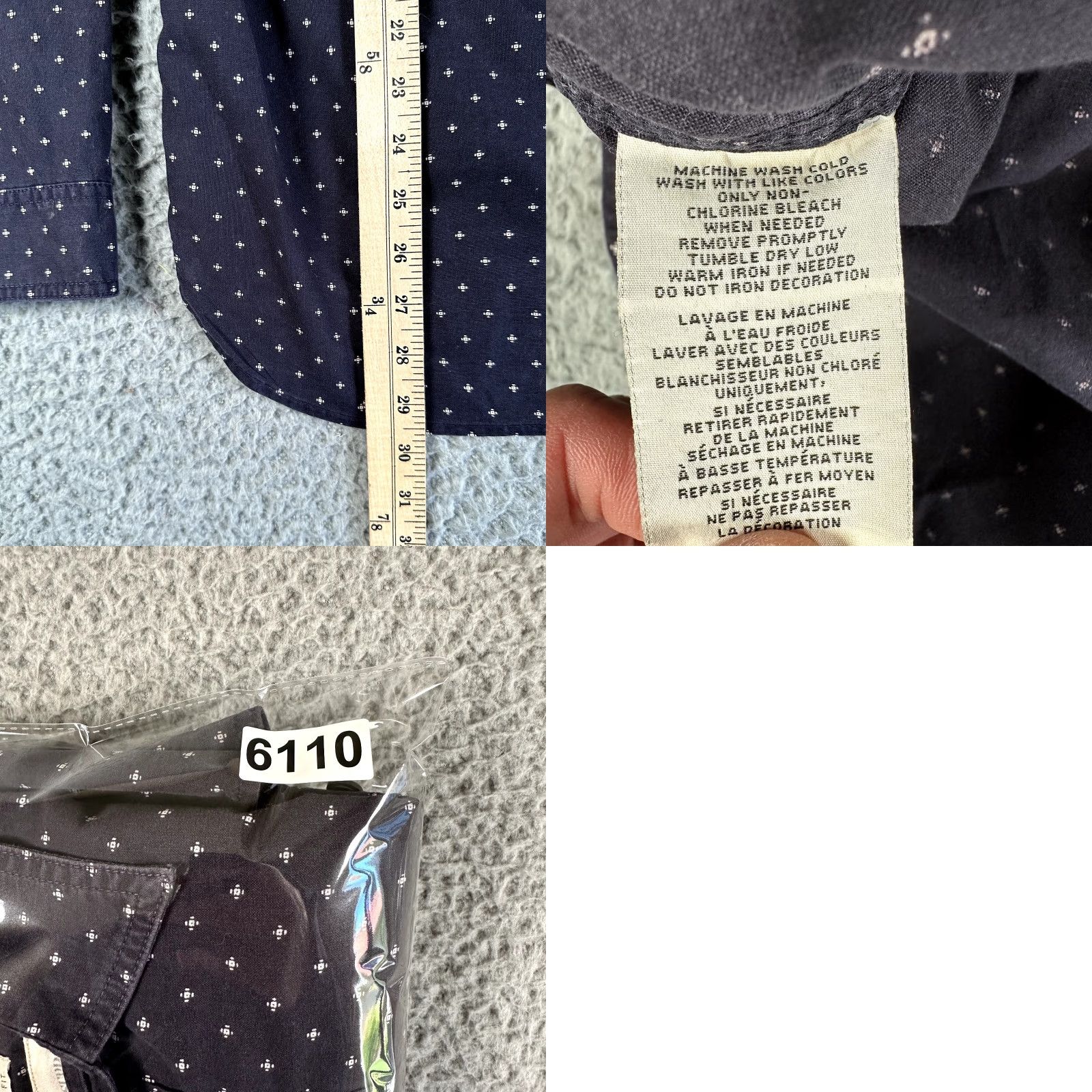 Vintage Denim & Supply Shirt Men's M Blue Geometric Knit Regular Button-Up Size US M / EU 48-50 / 2 - 8 Thumbnail