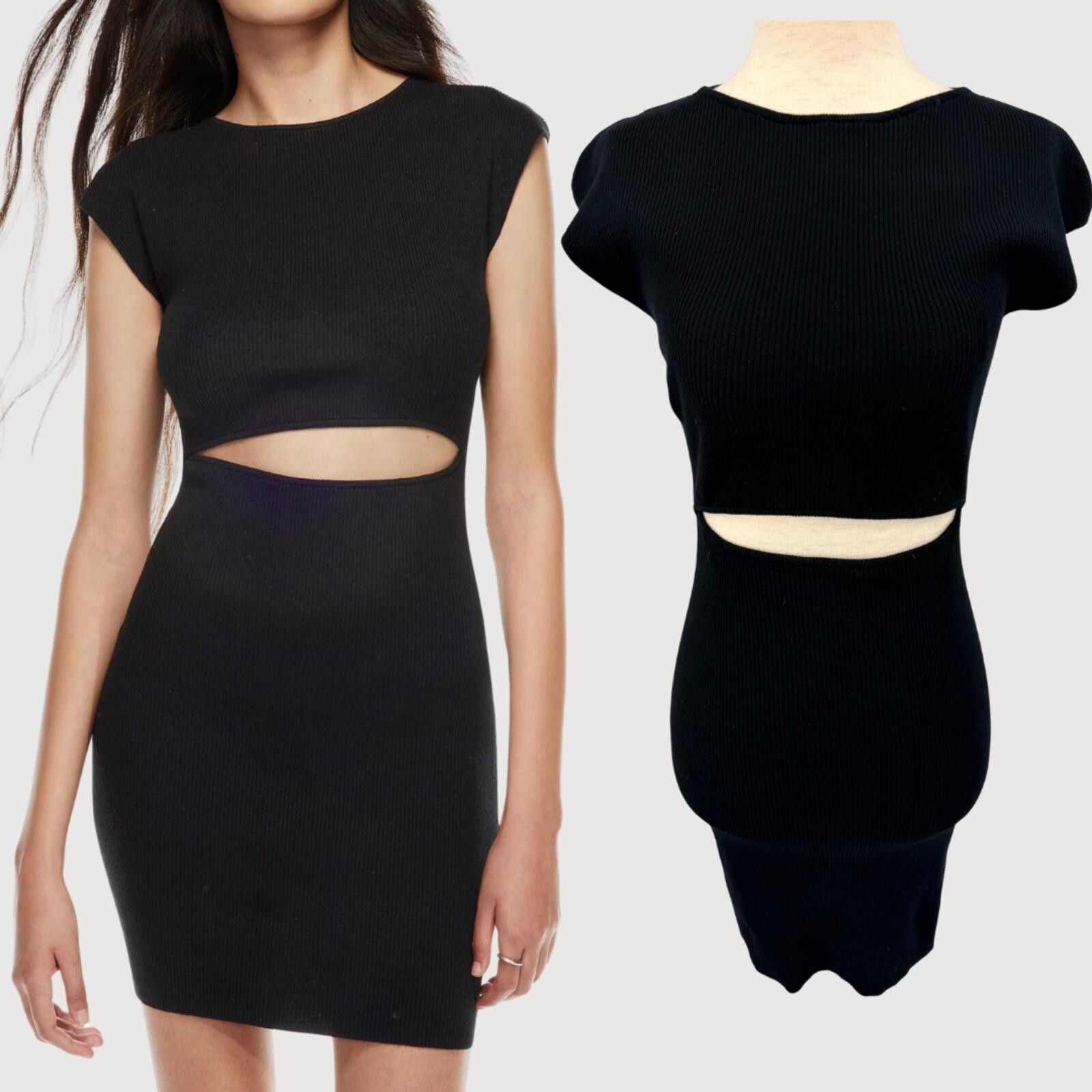 Other Aritzia Wilfred Ribbed Cutout Mini Dress Black S Size S / US 4 / IT 40 - 1 Thumbnail