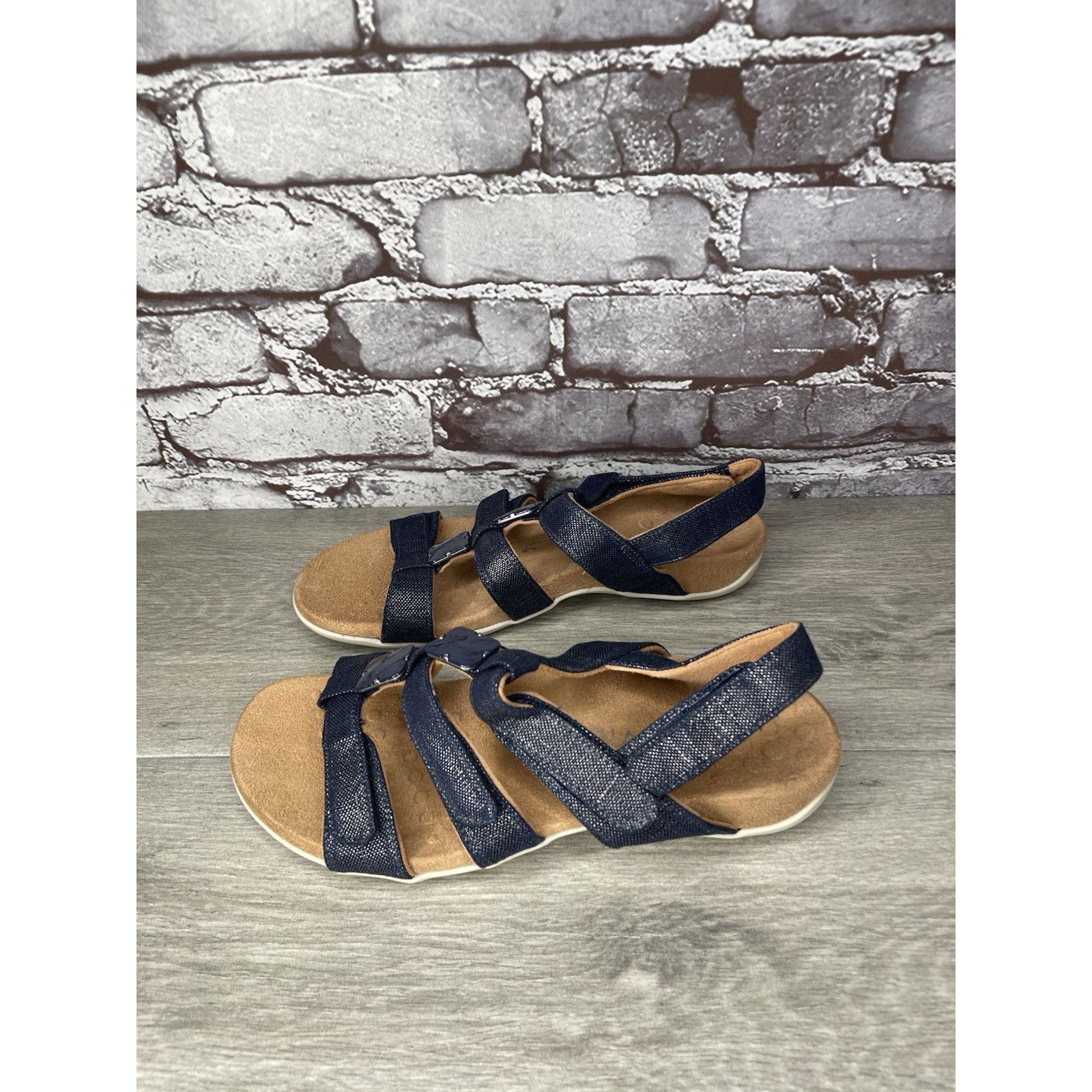 Etonic Vionic Amber Navy Blue Synthetic Adjustable Strappy Sandals Size US 7 / IT 37 - 11 Thumbnail