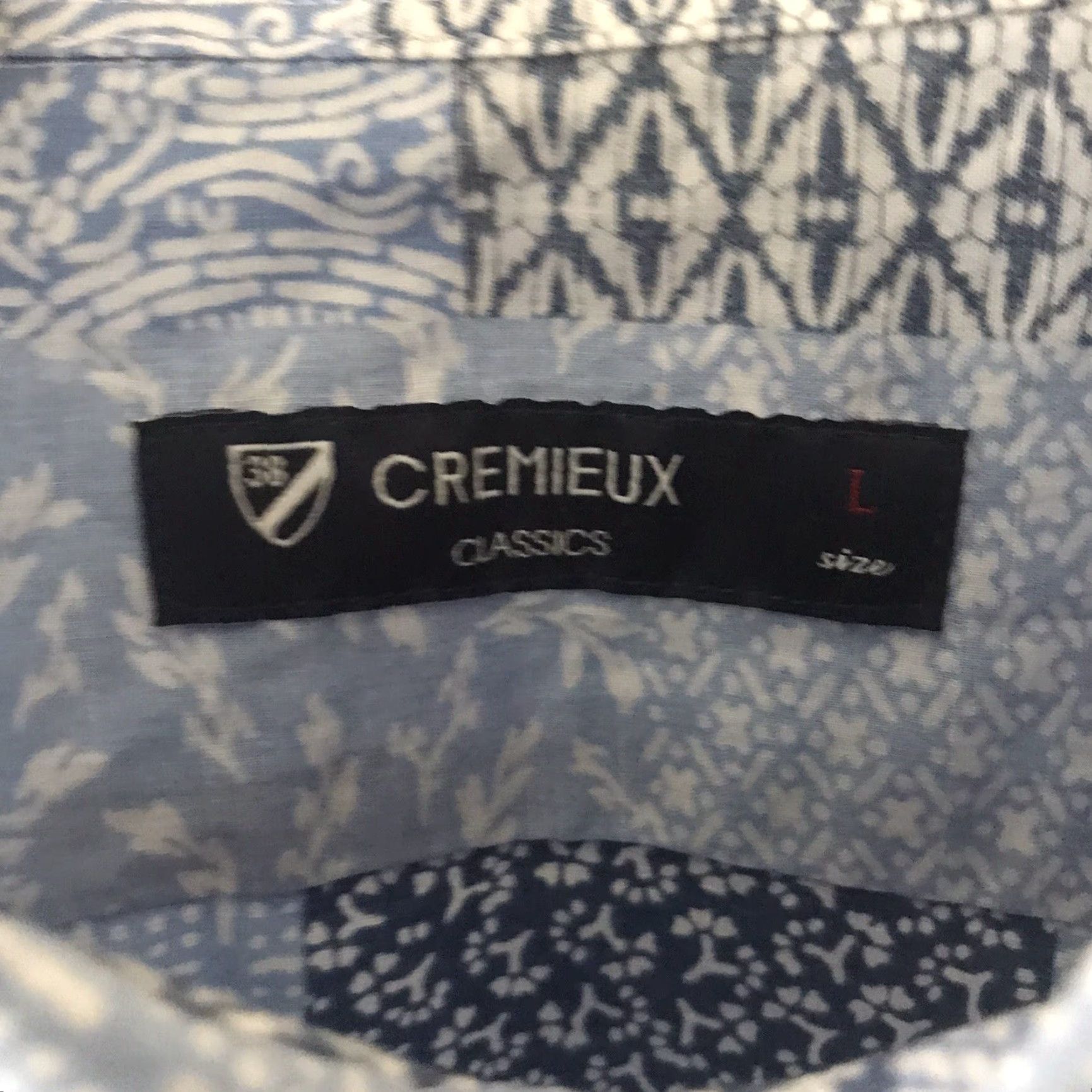 Cremieux CREMIEUX Shirt Classics Mens Sz Large Patchwork Print Button Front Blue Size US L / EU 52-54 / 3 - 2 Thumbnail