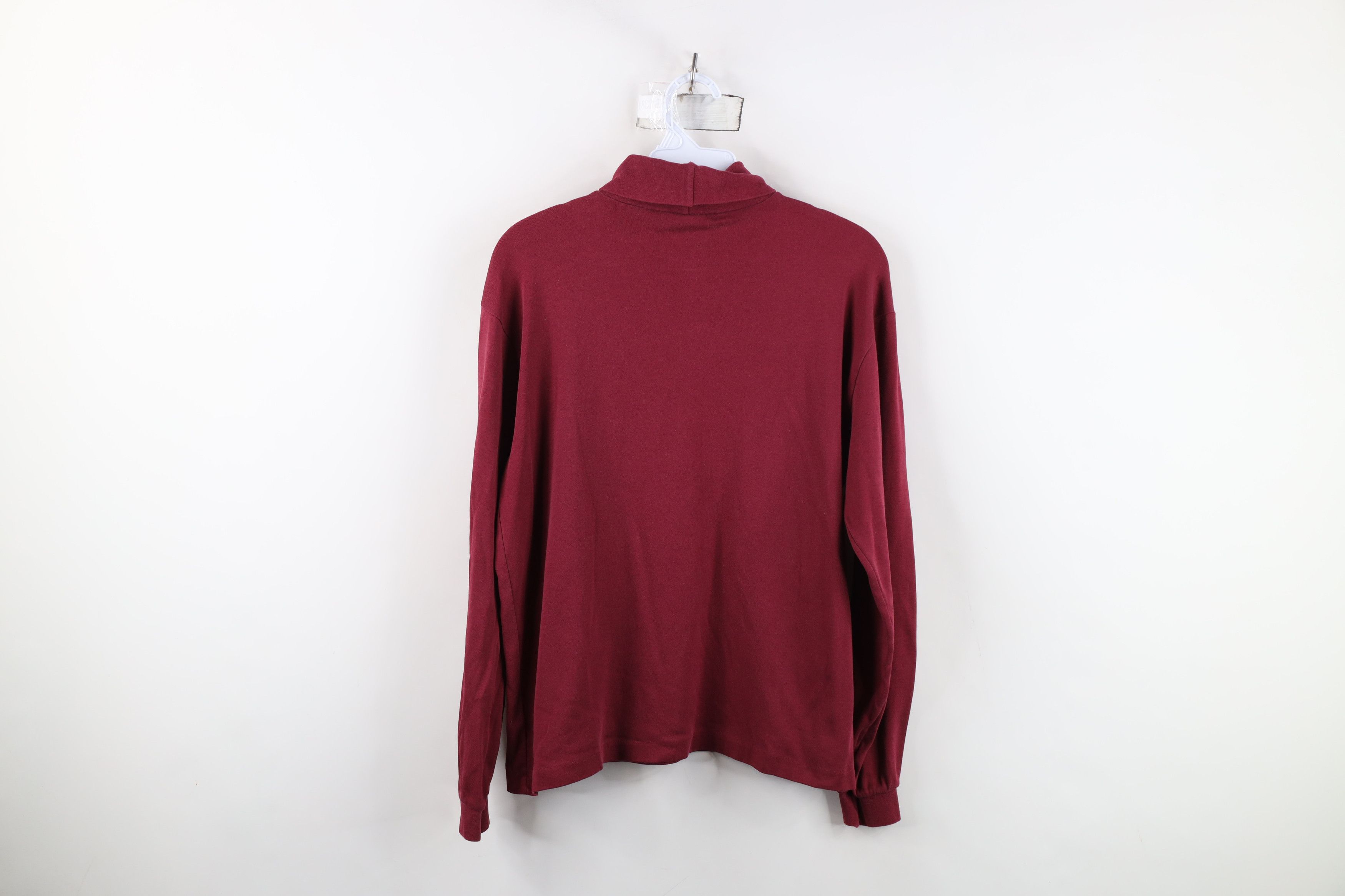 L.L. Bean Vintage 90s LL Bean Blank Turtleneck T-Shirt Maroon USA Size L / US 10 / IT 46 - 12 Thumbnail