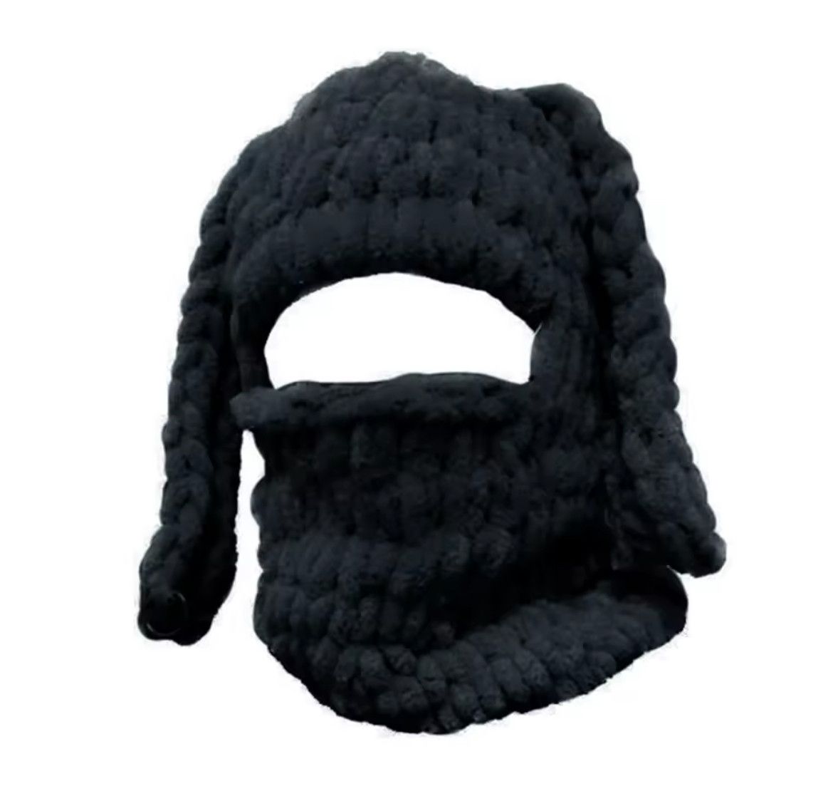 Japanese Brand × Vintage Knitted bunny ear black balaclava Size ONE SIZE - 2 Thumbnail
