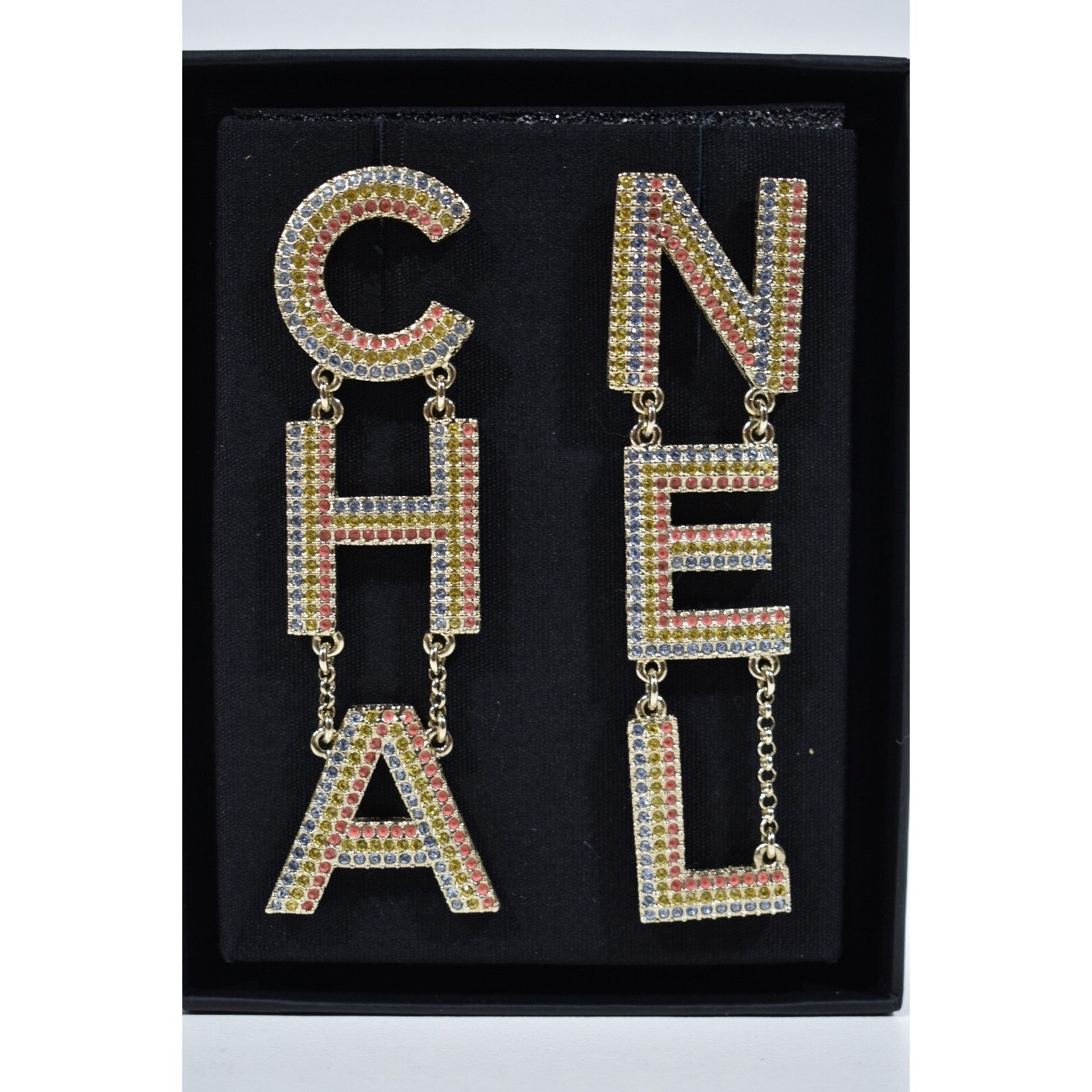 Chanel Chanel Gold Letter Logo Large Dangle Drop Statement Earrings Size ONE SIZE - 6 Thumbnail