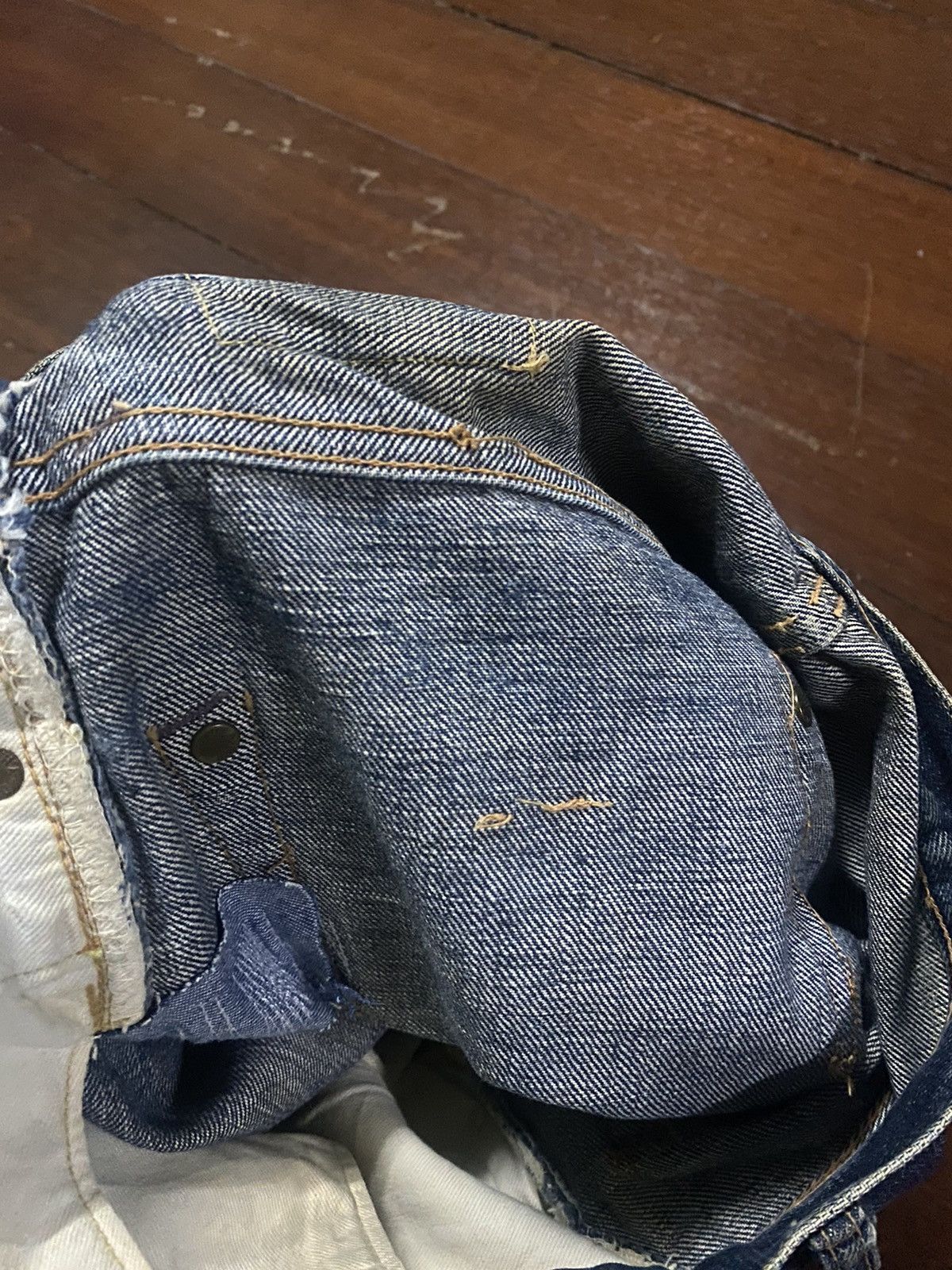 Denime FIRE 🔥 VINTAGE DENIME JAPAN DISTRESSED REWORK FADED JEANS Size US 29 - 22 Thumbnail