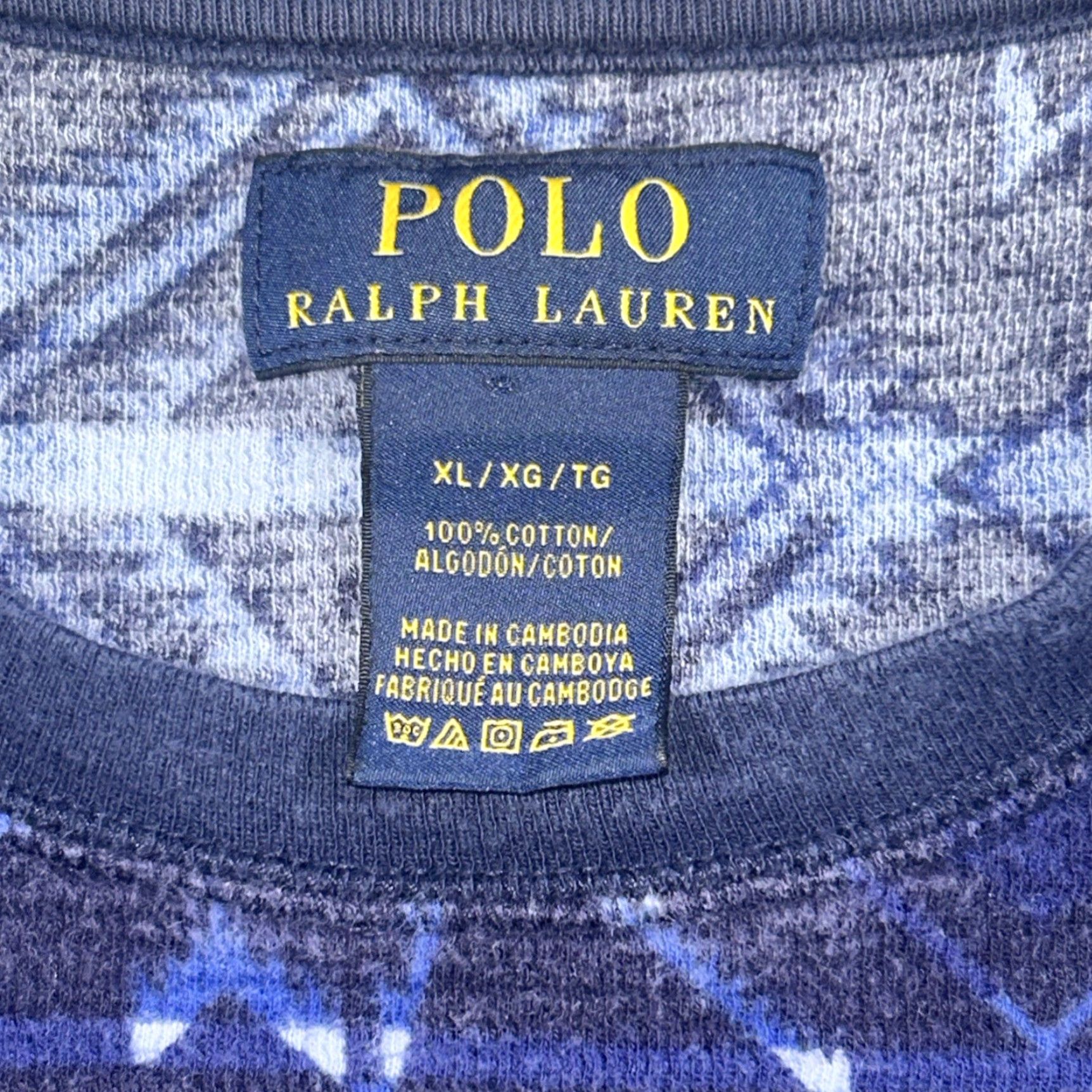 Ralph Lauren Polo Ralph Lauren Blue Aztec Thermal XL Blue Long Sleeve Pullover Size US XL / EU 56 / 4 - 3 Thumbnail