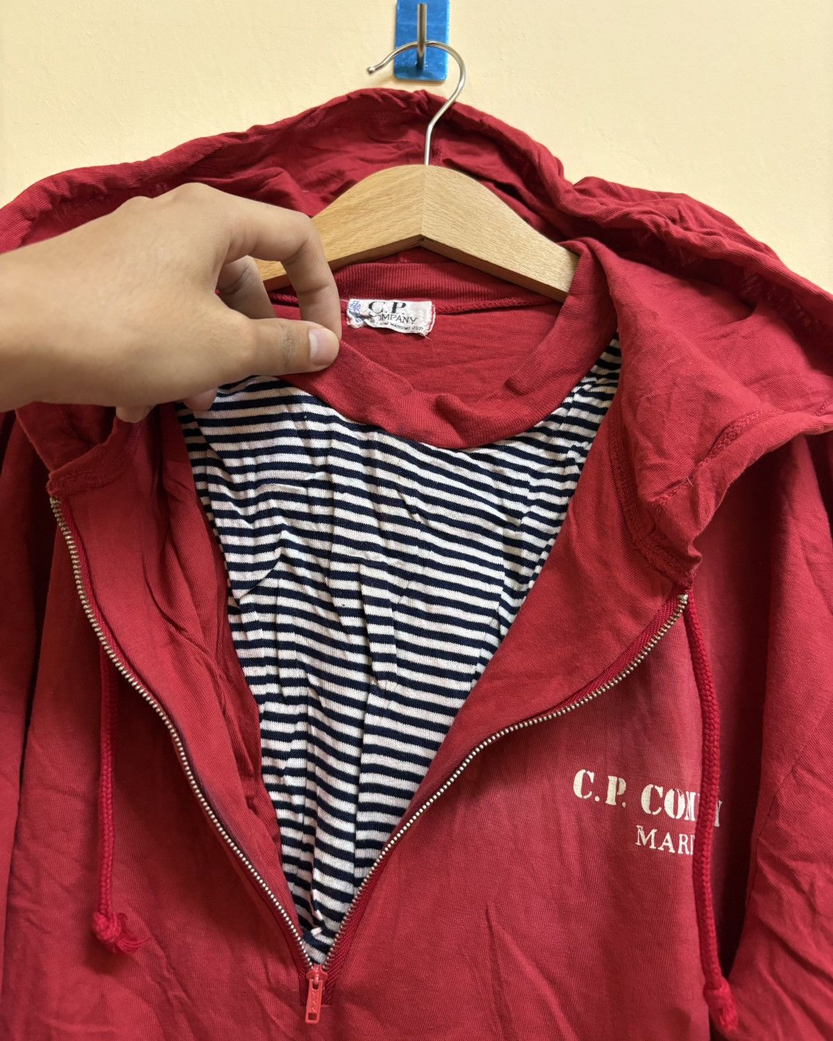 C.P. Company × Vintage Vintage 80s CP Company Marina Hooded Tee Distressed Trashed Size US M / EU 48-50 / 2 - 5 Thumbnail