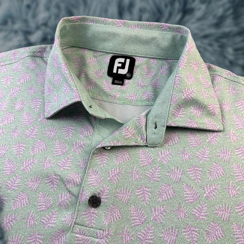 Footjoy Footjoy Polo Shirt Mens XL Green All Over Print Golf Performance Shirt Size US XL / EU 56 / 4 - 1 Thumbnail
