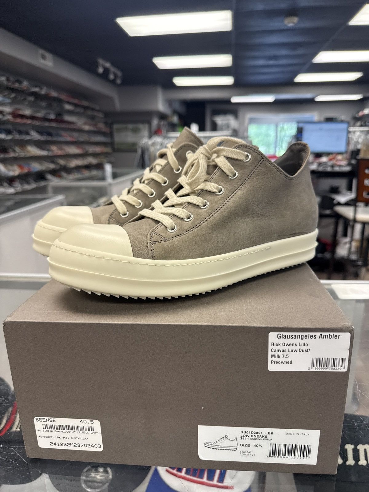 Rick Owens lido canvas low dust milk ramone