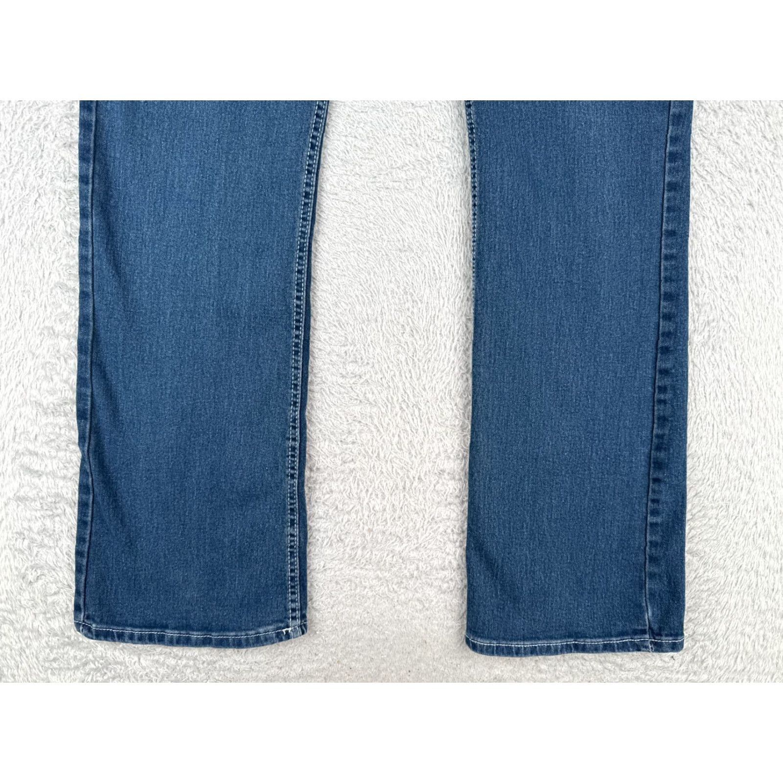 Denime Women Jeans Bootcut Denim 34x31 Mid Rise Blue Embroidered Feathers 34 Waist 34 Inseam Cotton Blend Cowboy Southwestern Casual Mens? Size 24" / US 00 / IT 34 - 2 Thumbnail