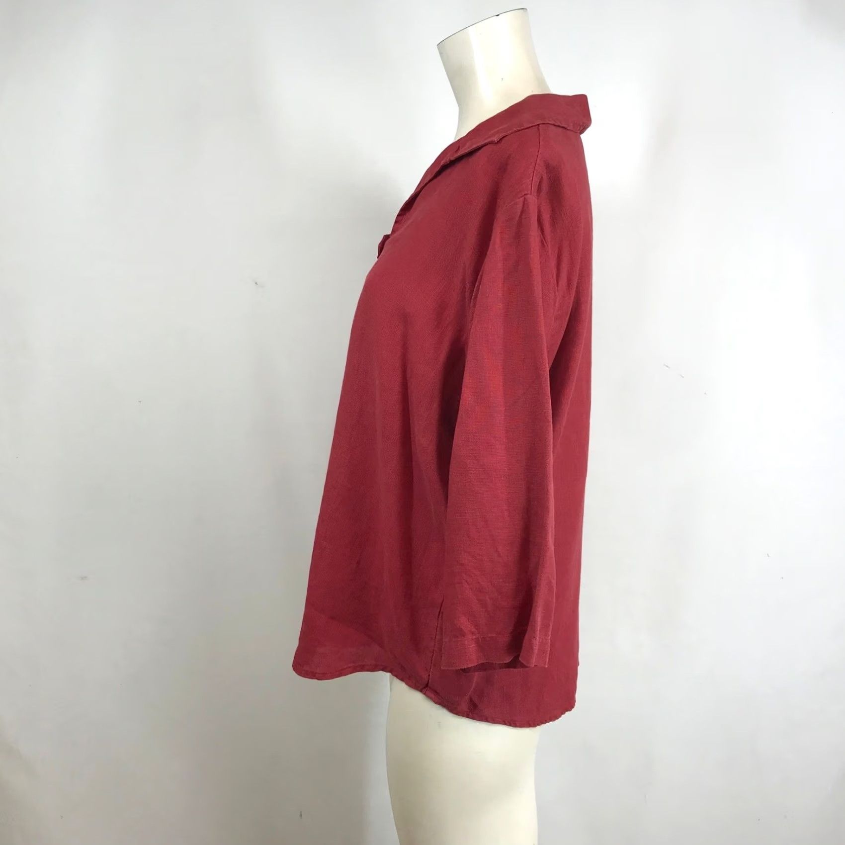 Vintage HOT COTTON Tunic Top 3/4 Sleeve Red Linen Womens M Size M / US 6-8 / IT 42-44 - 6 Thumbnail