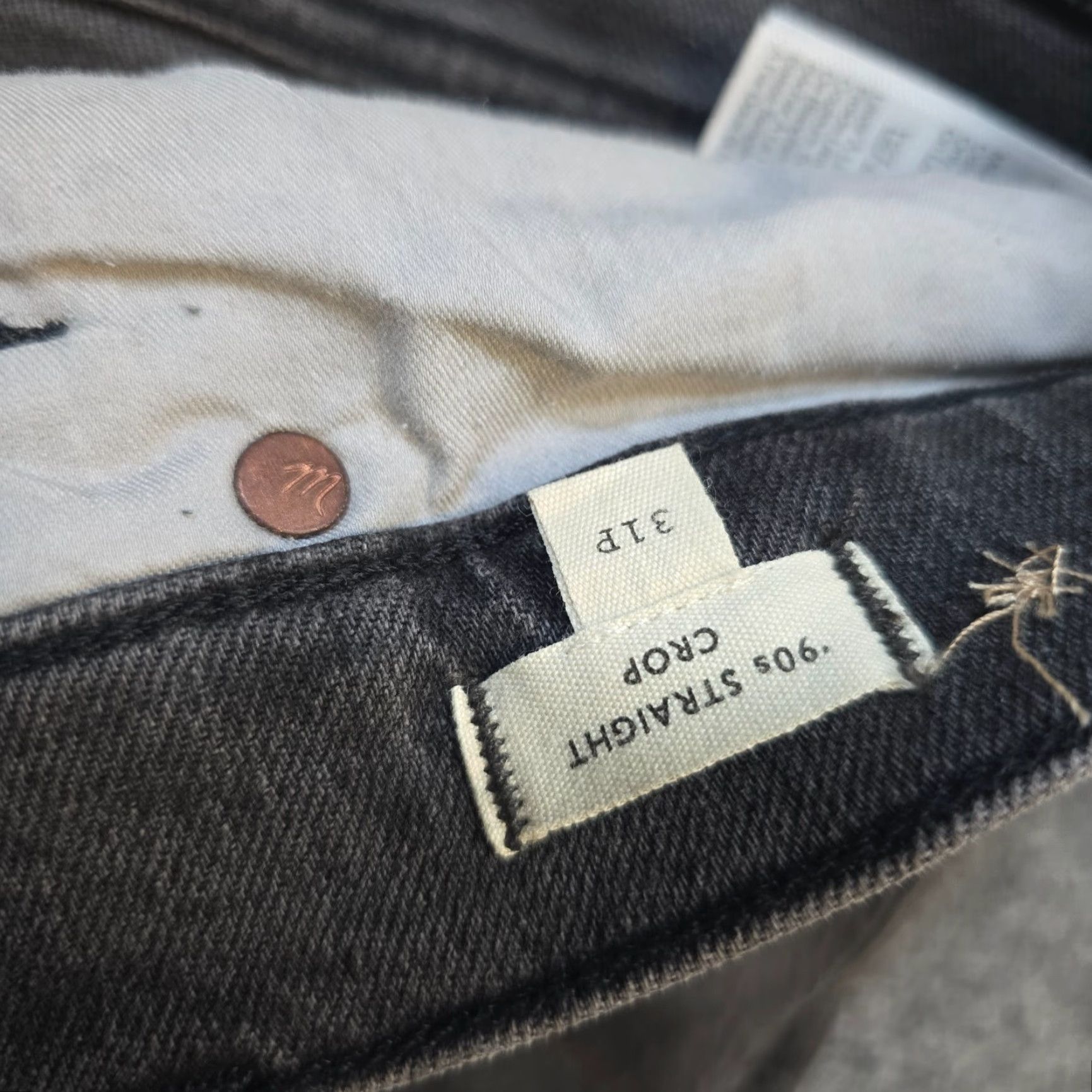 Madewell Madewell Jeans Womens Size 31 Petite Black Vintage 90s Straight Crop Y2K Denim Jeans Size 24" / US 00 / IT 34 - 5 Thumbnail