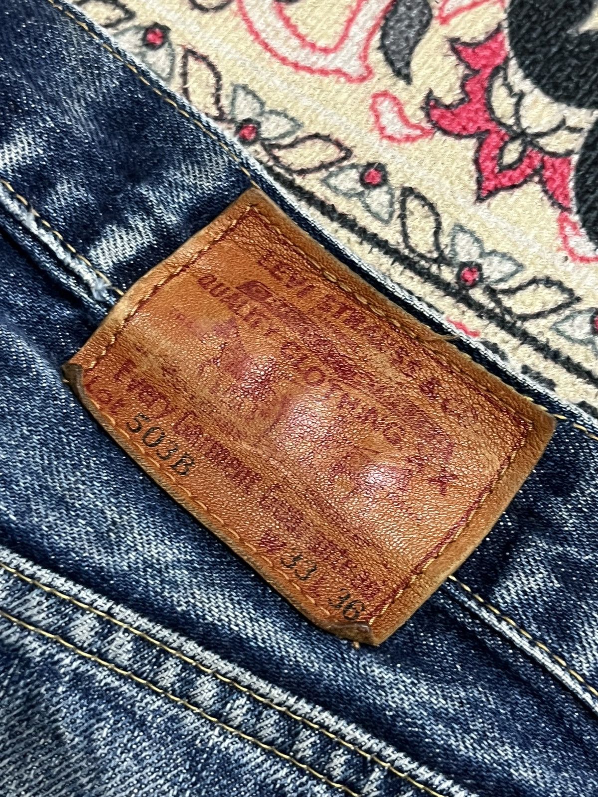 Levi's Levi’s 503BXX Big E Dark Blue Faded Distressed Selvedge Jean Size US 33 - 12 Thumbnail