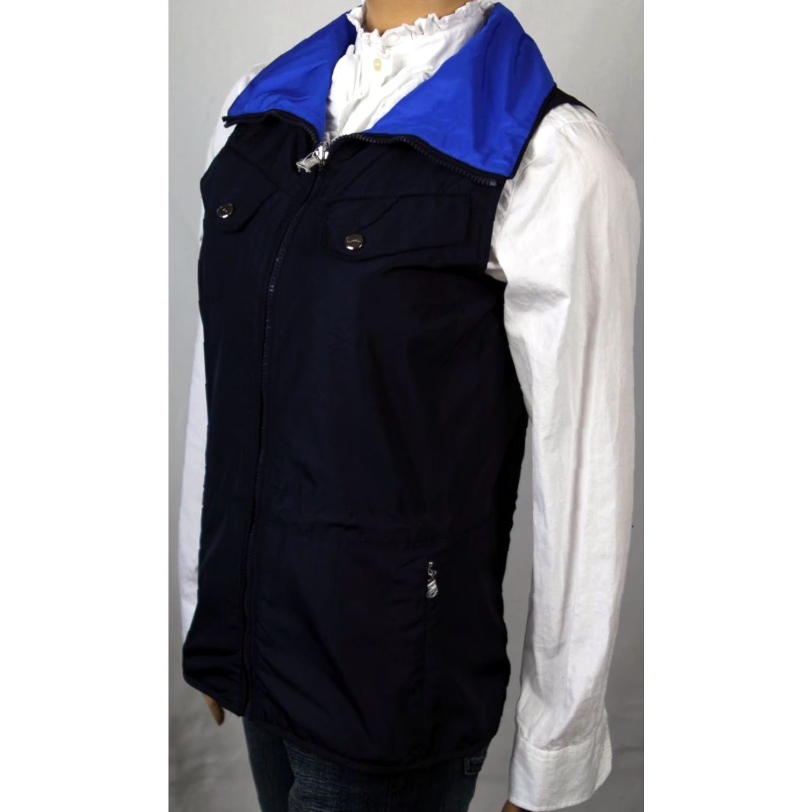 Ralph Lauren Ralph Lauren Navy Blue Revsable Vest Silver Snaps NWT Small S Womens Vest Blue Blues NWT Snap Closure 100% Polyester Knit Ribbed Front Size S / US 4 / IT 40 - 2 Thumbnail