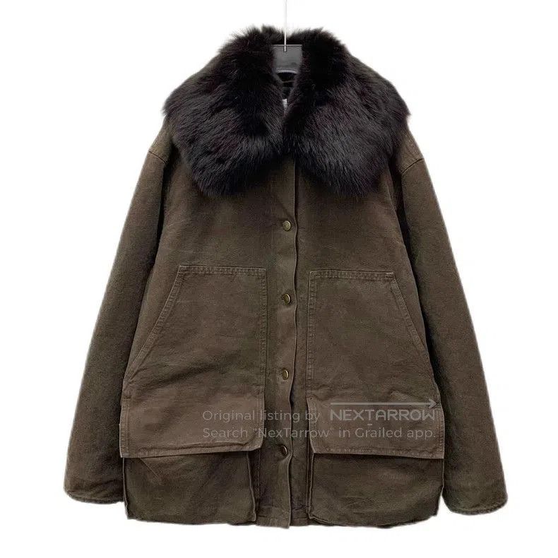 Prada Prada 24 Brown Cotton Fur Collar Jacket. Size US S / EU 44-46 / 1 - 1 Thumbnail