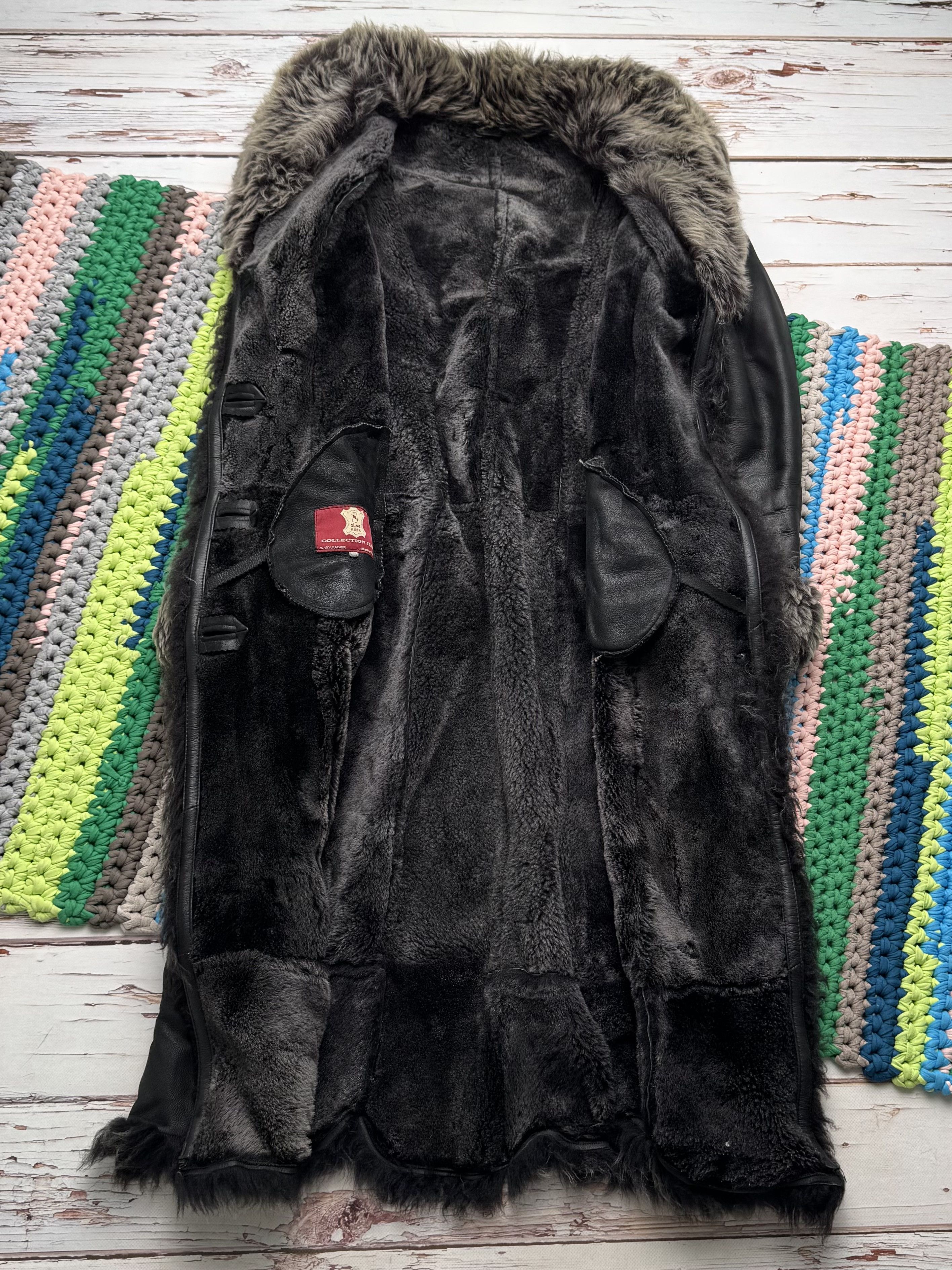 Vintage Y2K Sheepskin Leather Coat Black Shearling Long (ET1) Size M / US 6-8 / IT 42-44 - 9 Thumbnail