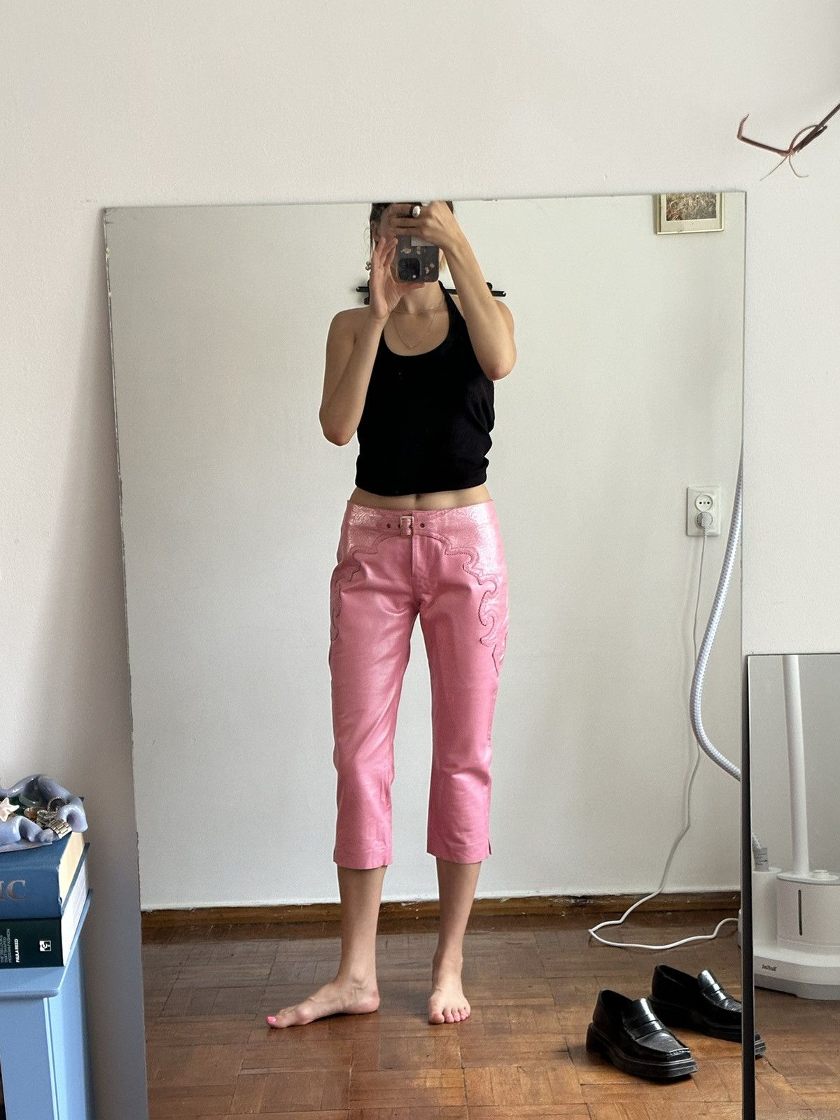 Vintage Leather Capri Pants pink size S Size 27" / US 4 / IT 40 - 9 Thumbnail