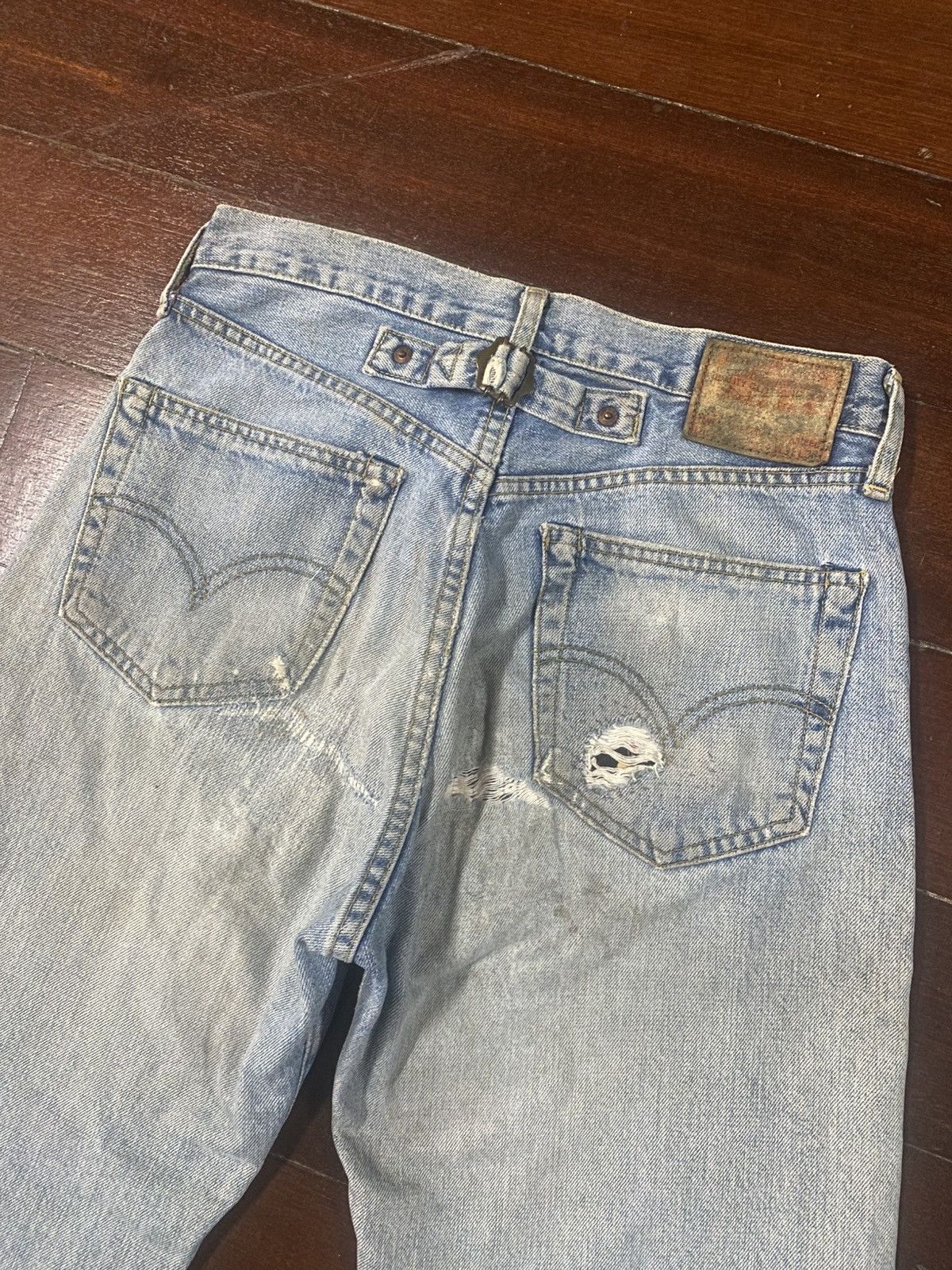 Levi's Vintage Clothing Vintage Levi’s Big E 702 XX Selvedge Distressed Repair Jeans Size US 31 - 12 Thumbnail