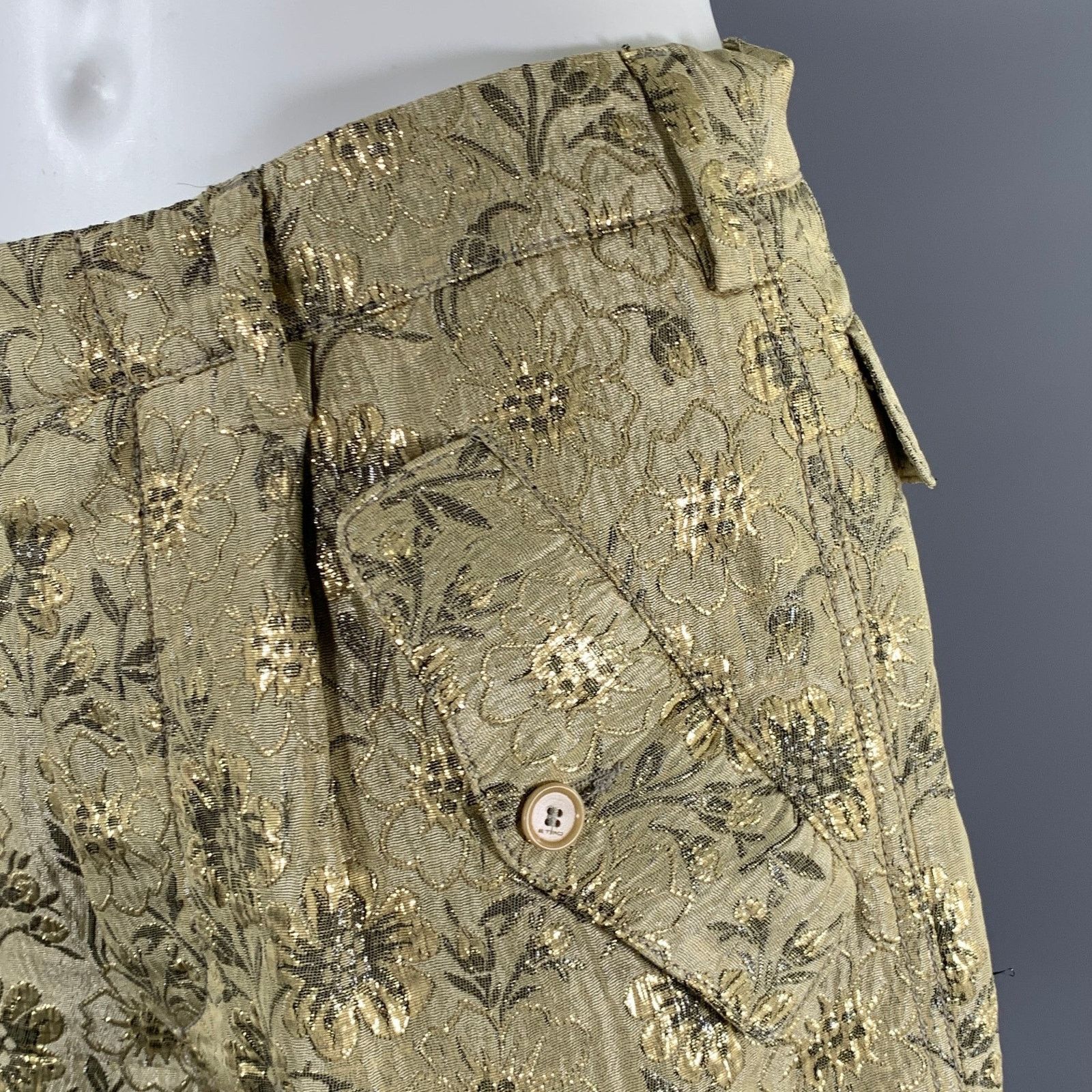 Etro ETRO Gold Silk Blend Floral Button Fly Shorts Size 2 Size 26" / US 2 / IT 38 - 2 Thumbnail