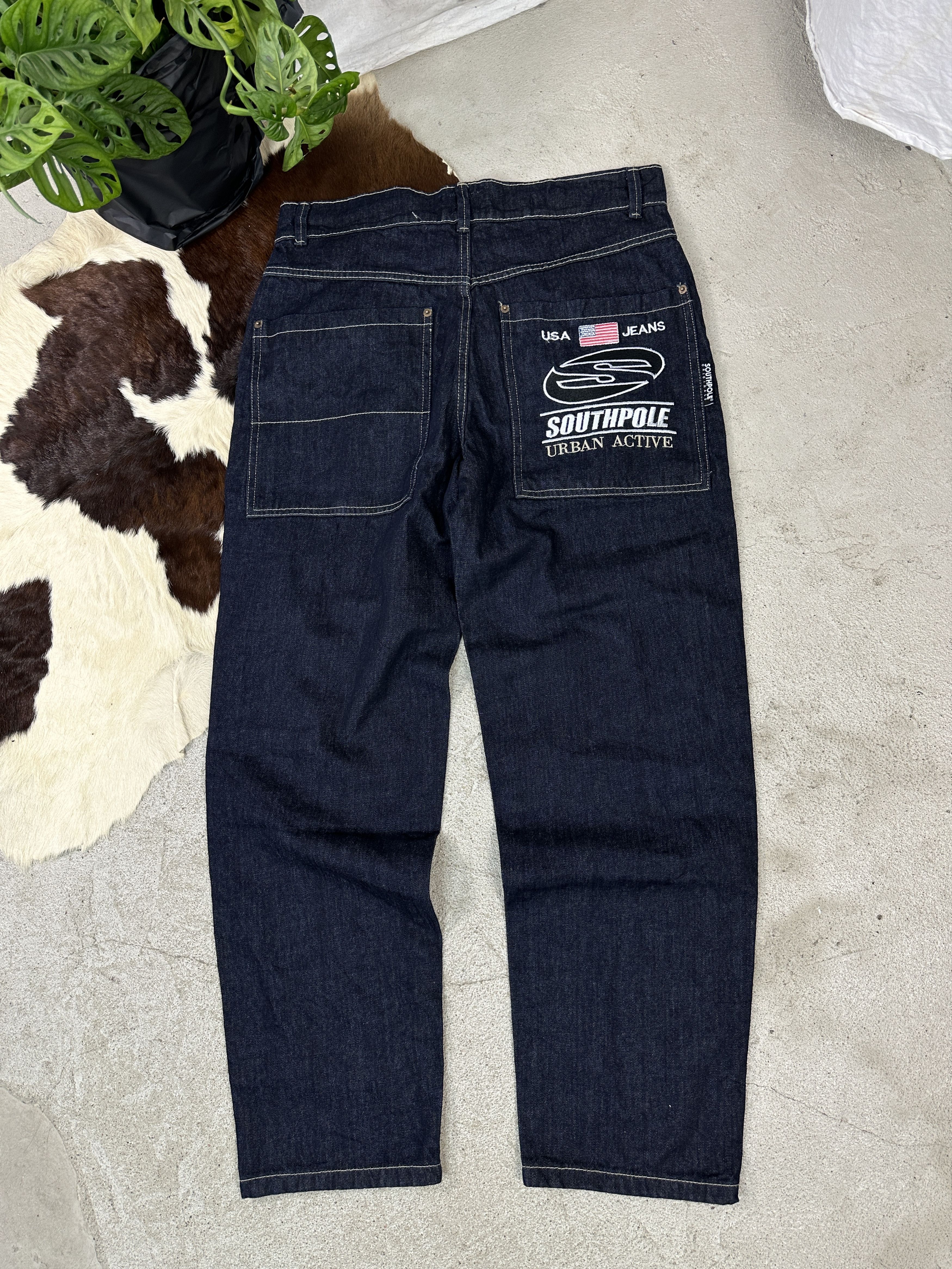 Ed Hardy × Southpole × Vintage Crazy vintage y2k black baggy embroidered jeans grunge skate Size US 30 / EU 46 - 1 Thumbnail