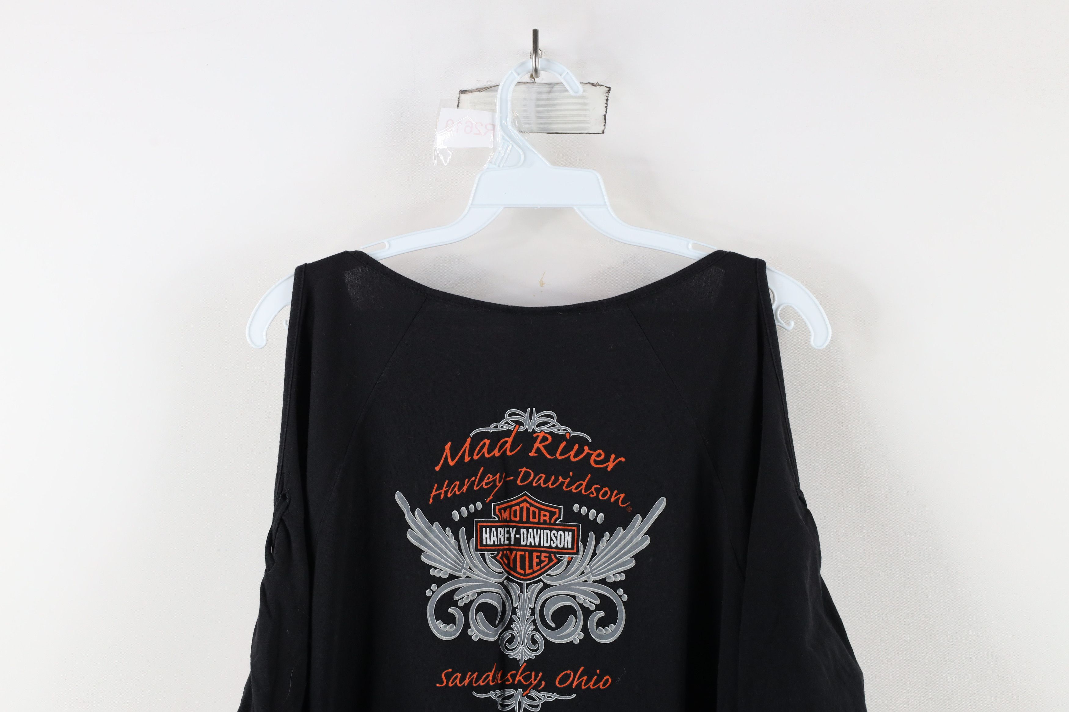 Harley Davidson × Vintage Y2K Harley Davidson Spell Out Tie Sleeve Tunic T-Shirt Black Size 3XL / US 20-22 - 11 Thumbnail